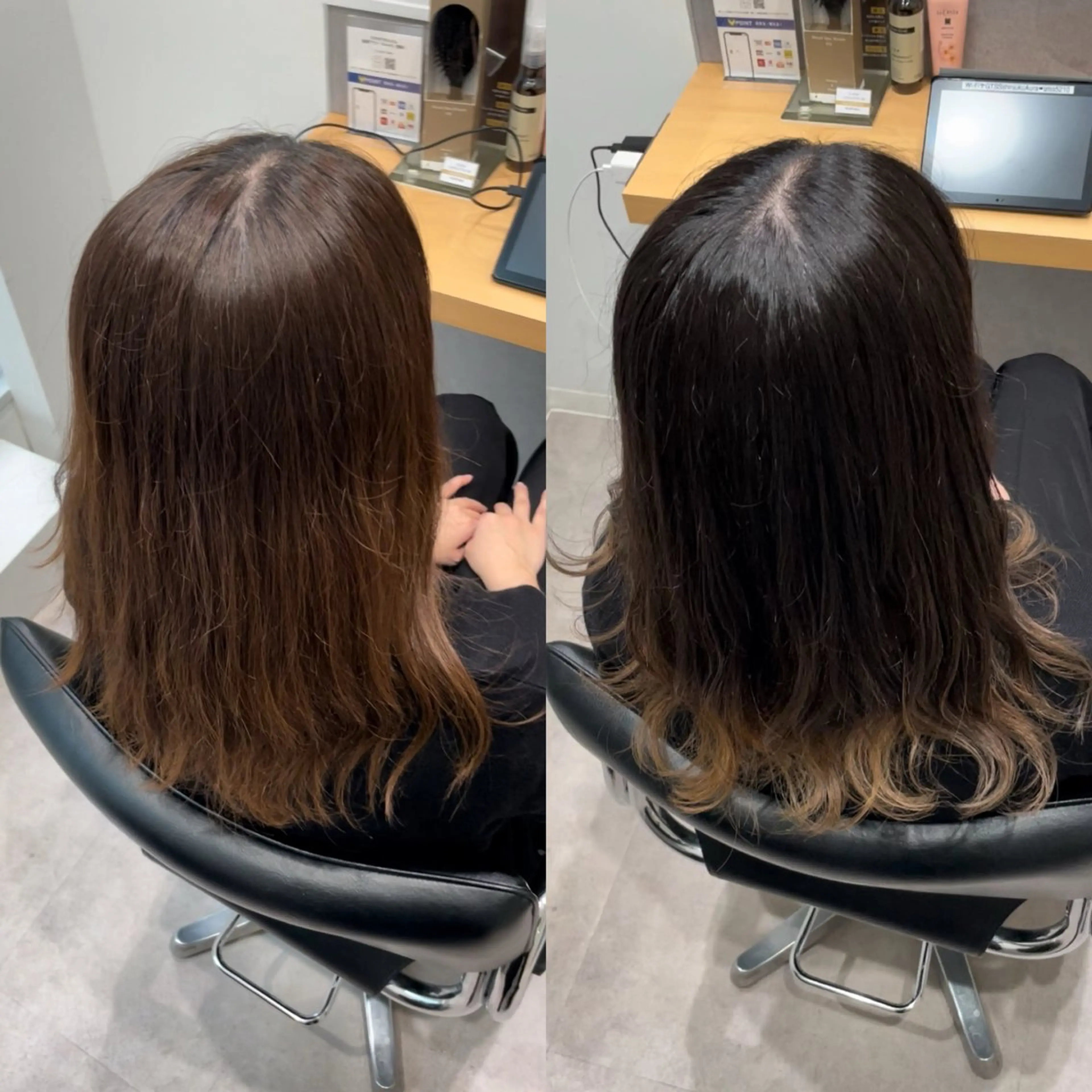 セミロング カラー ブリーチ グラデーションカラー ヘアカラー GOTODAY  SHAiRE SALON　新宿Aura店所属・髪質改善ヘアケア 艶髪特化/上田のヘアスタイル