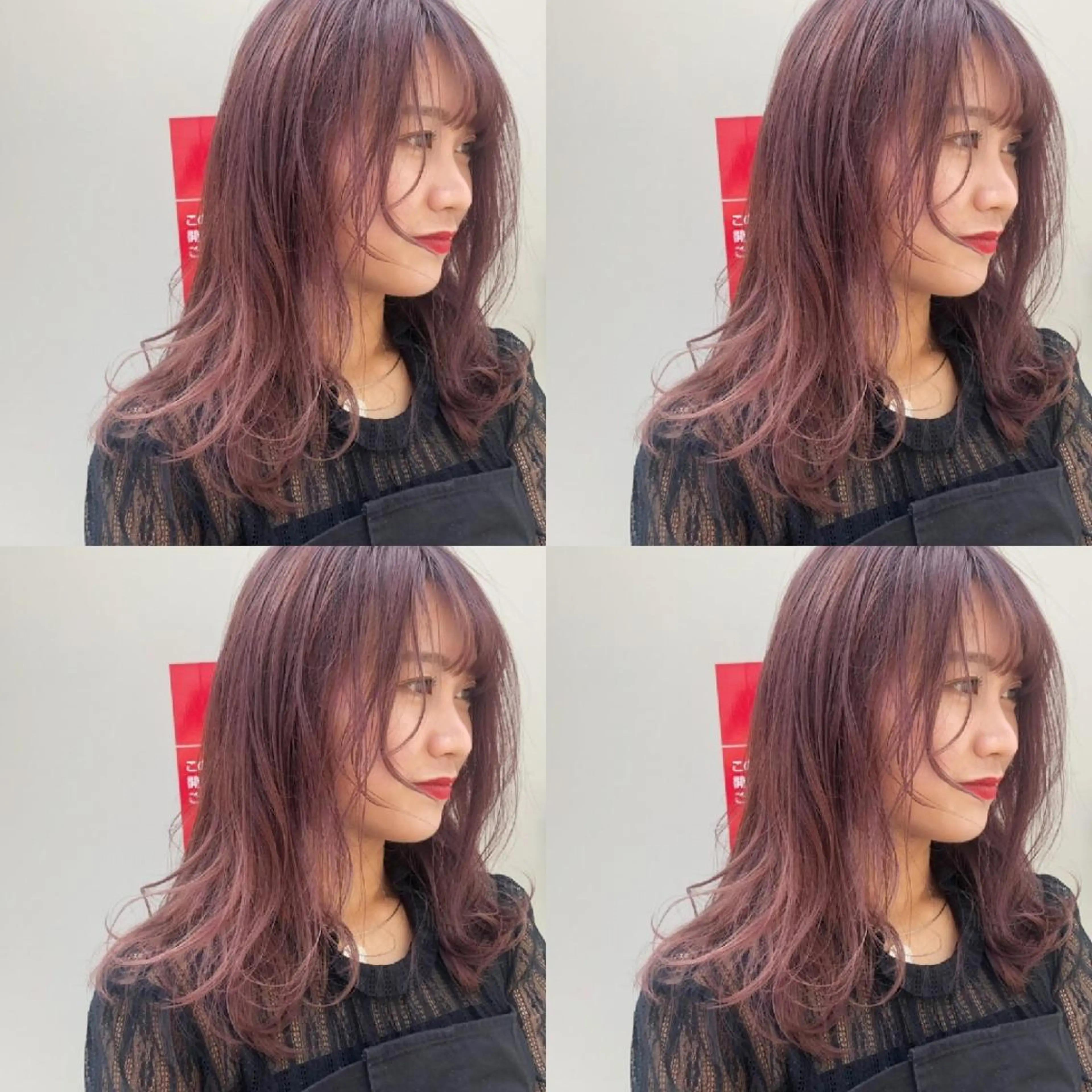 カラー ヘアアレンジ セミロング ピンクカラー バイオレットカラー 竹内啓太 ボブのヘアスタイル