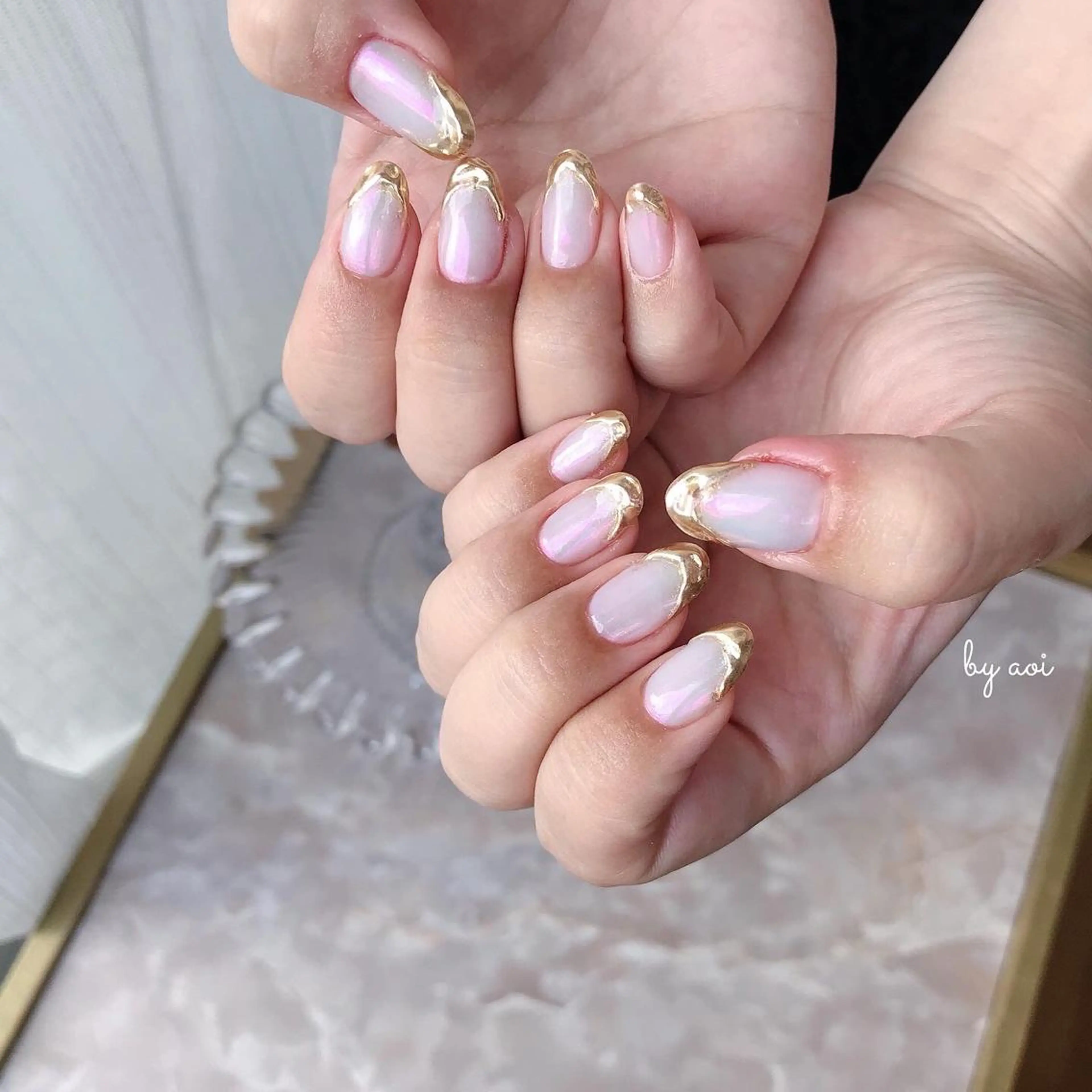 ネイル ミラーネイル ピンク ハンドネイル フットネイル Utopia nail_のネイルデザイン