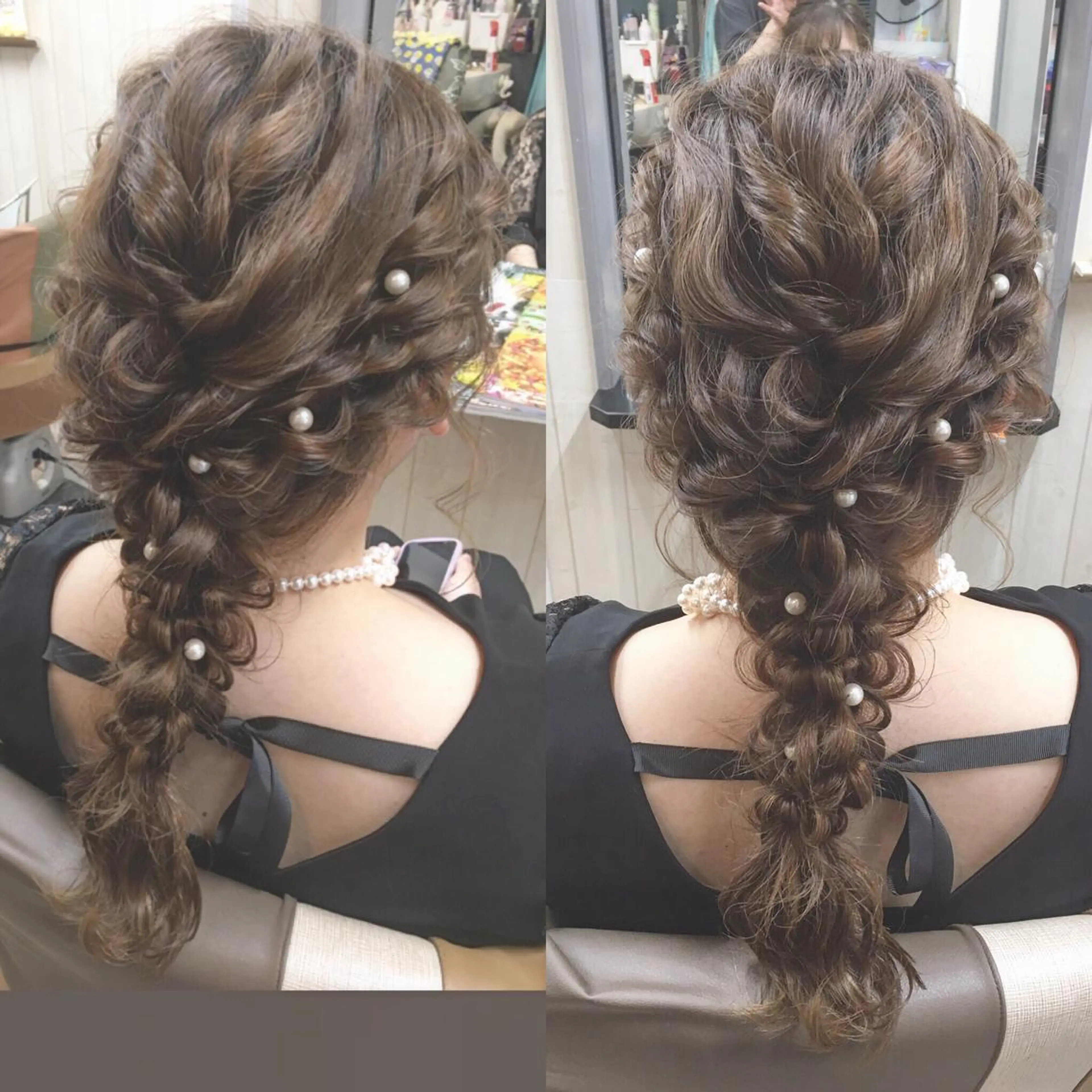 セミロング ヘアアレンジ 結婚式・ブライダル ヘアセット Partie （パルティー）のヘアスタイル
