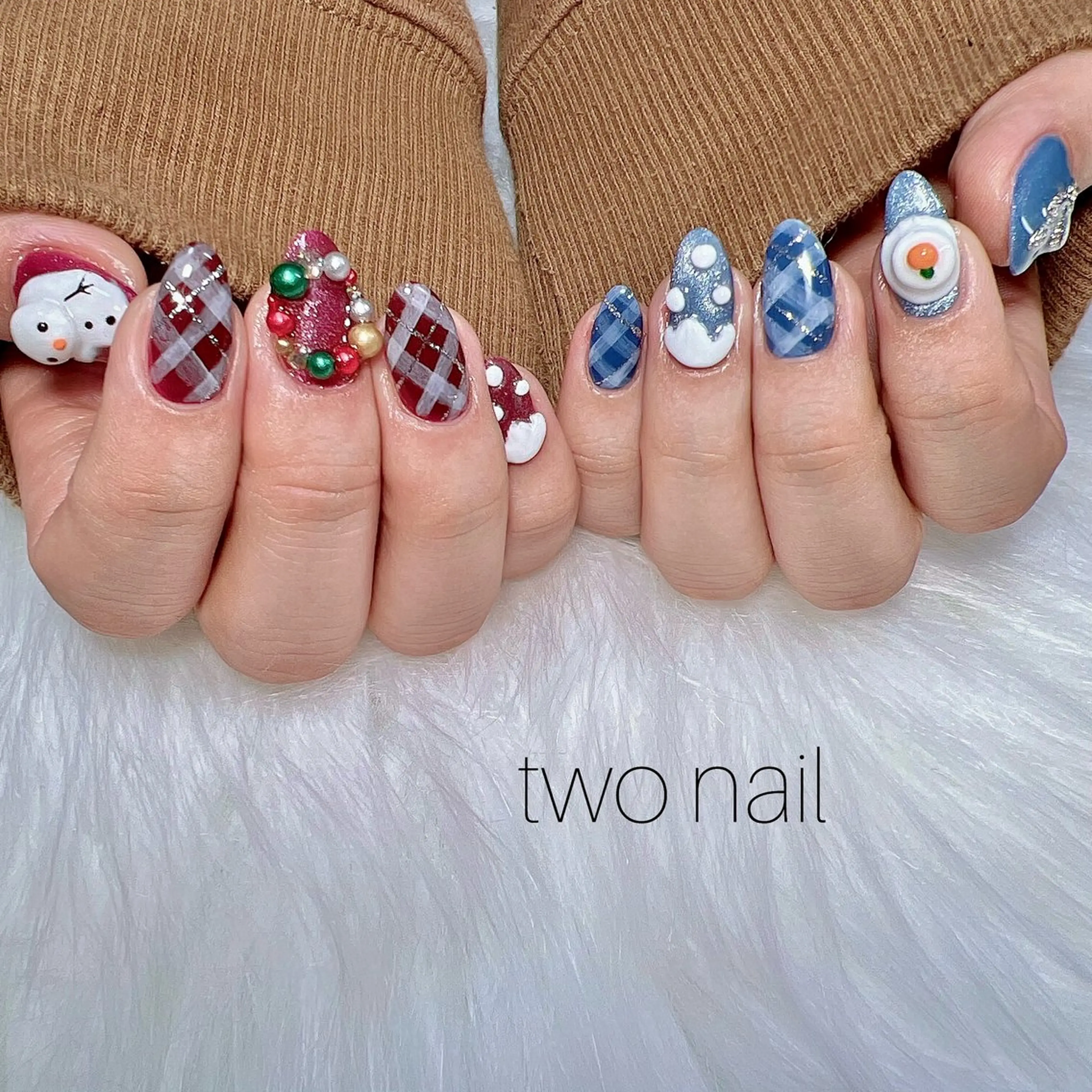 ネイル アートネイル マグネットネイル ネイルチップ ホワイト ハンドネイル two nailのネイルデザイン
