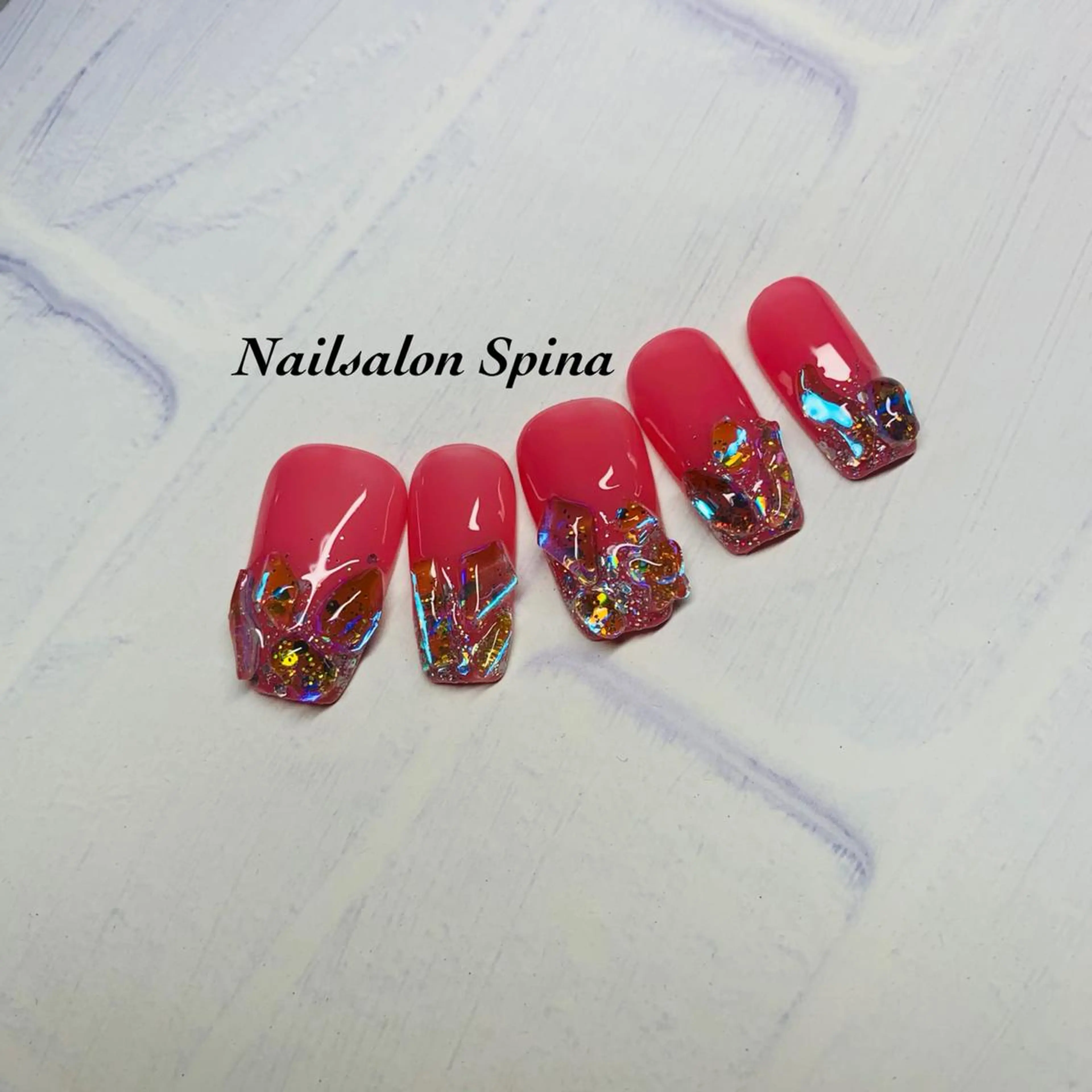 ネイル アートネイル ジェルネイル キラキラネイル 韓国ネイル ワンホンネイル Nailsalon Spina 琴美のネイルデザイン