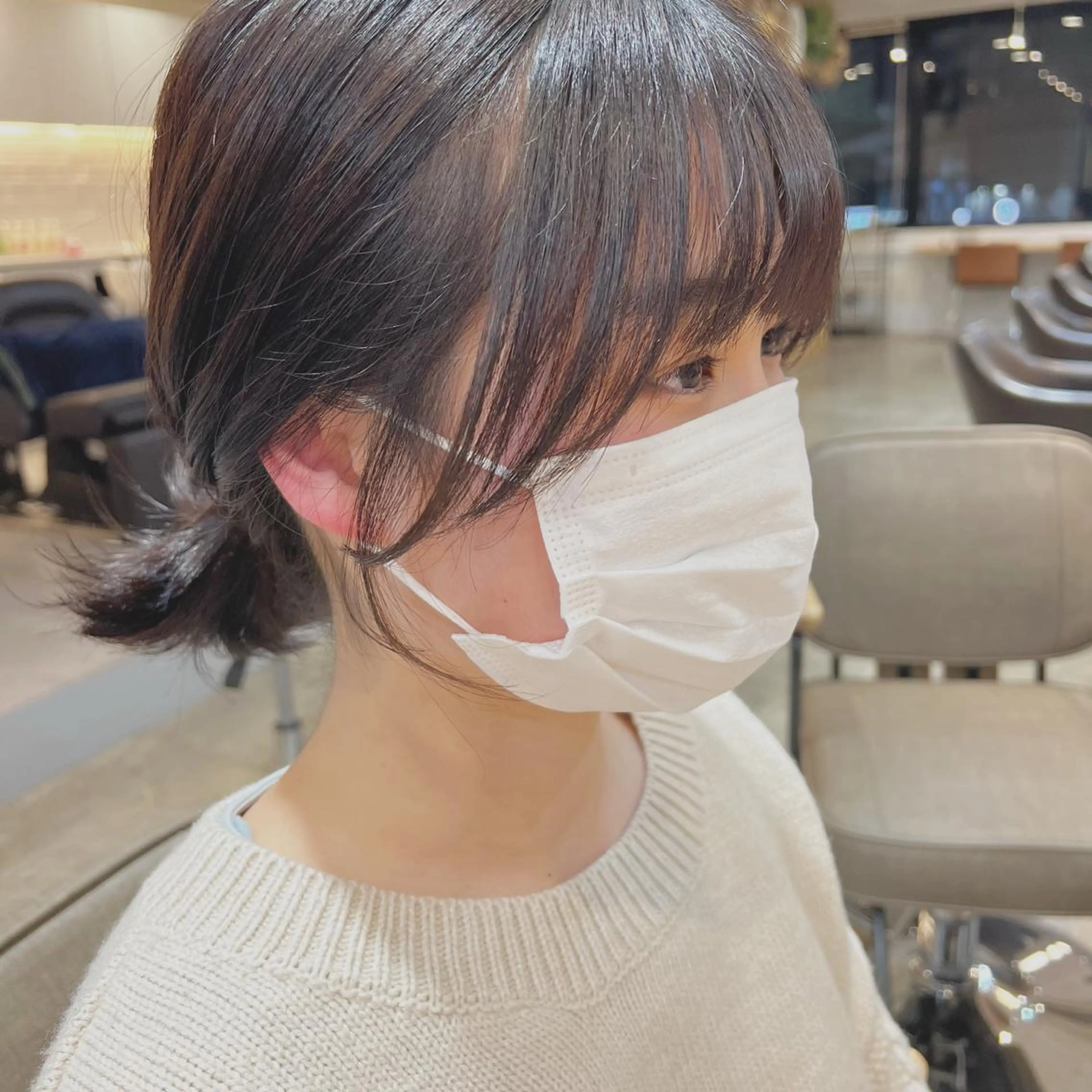 ミディアム 顔周りカット ☁️RIKA☁️ @ri2_____bのヘアスタイル