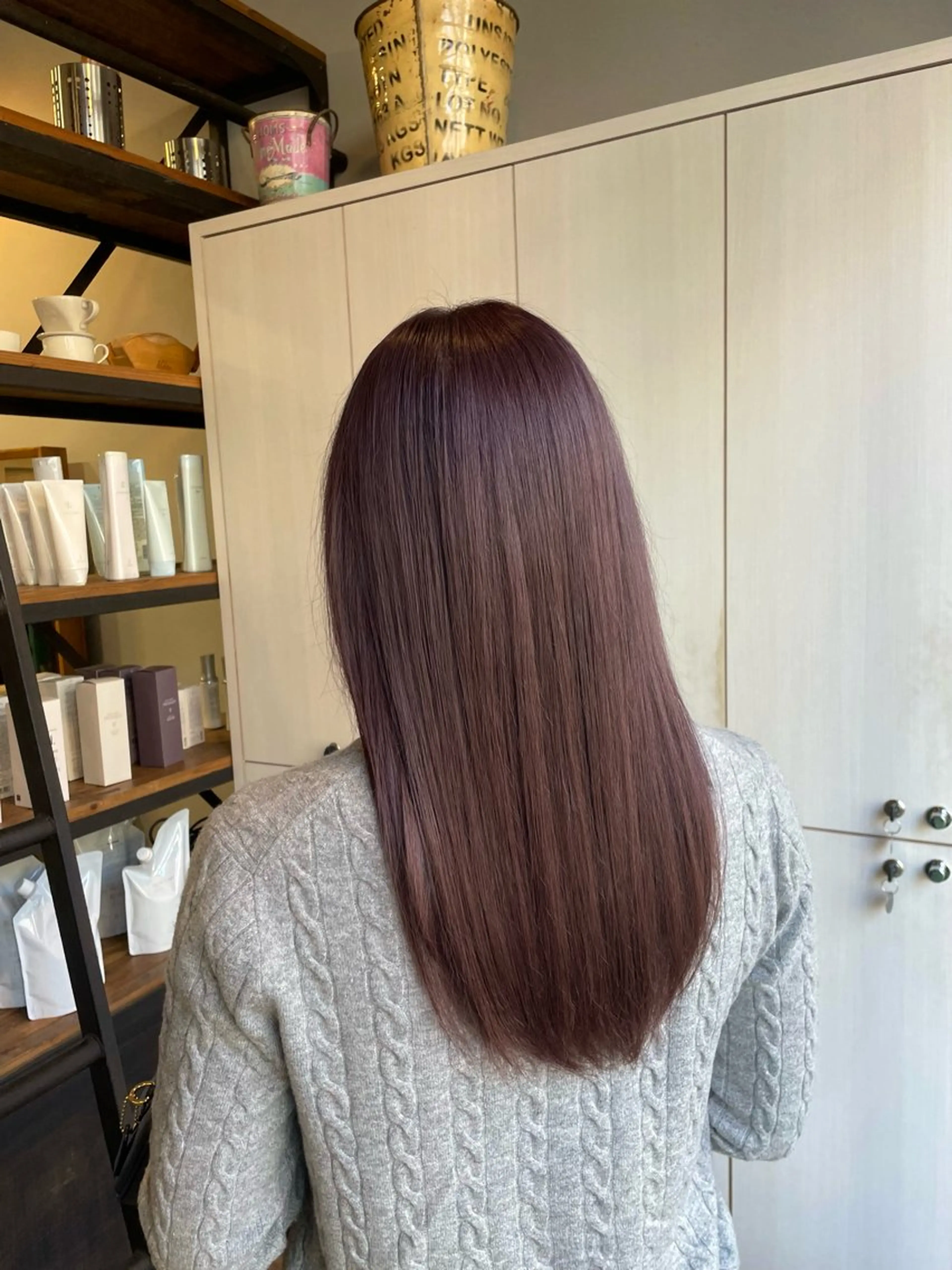 ロング ピンクブラウン ヘアカラー トリートメント オオシマミユ 🕊レイヤーのヘアスタイル