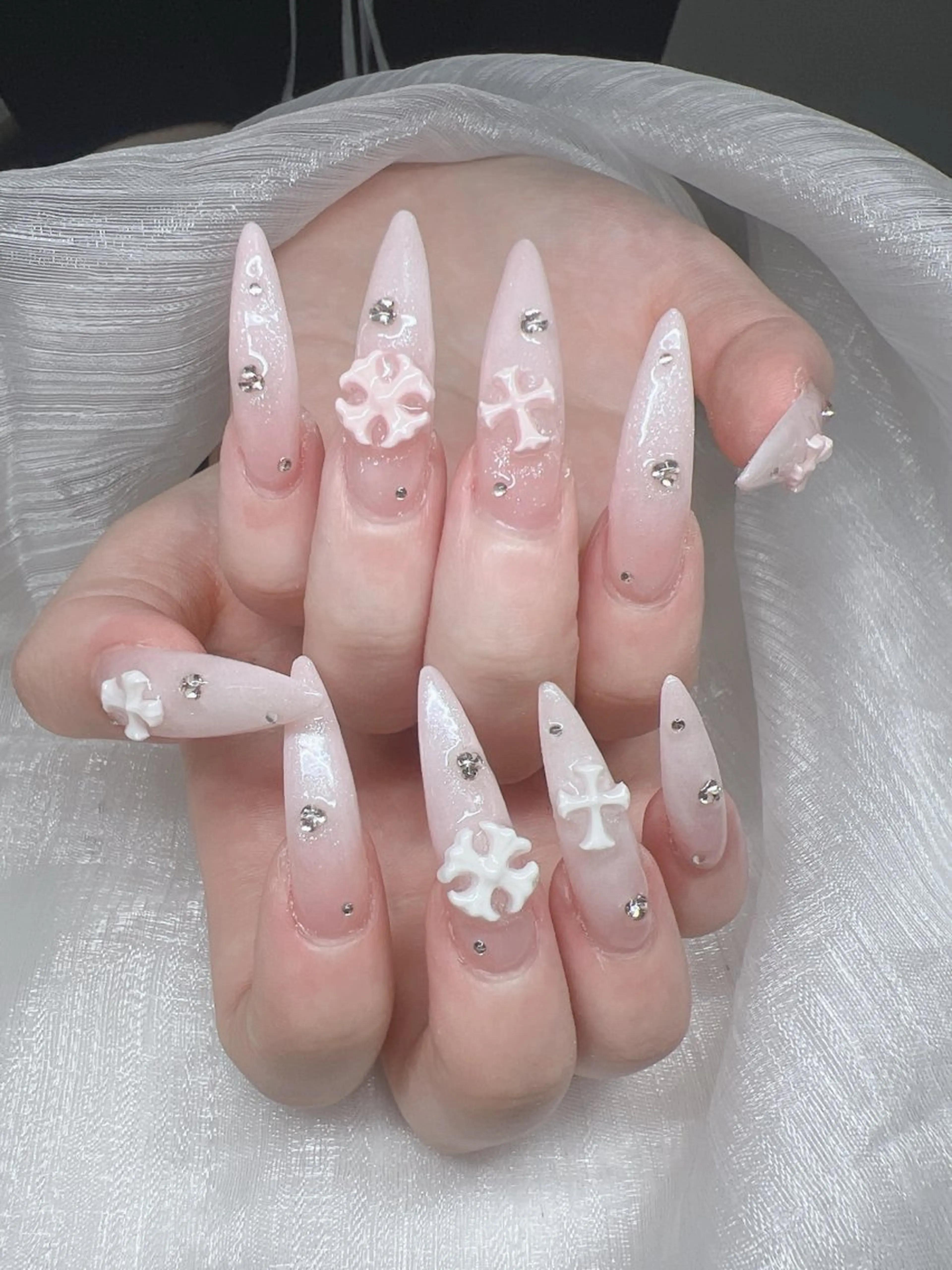 ネイル 長さ出し グラデーション キラキラネイル マグネットネイル ニュアンスネイル ハンドネイル Lee Nails チップ長さだし専門店のネイルデザイン
