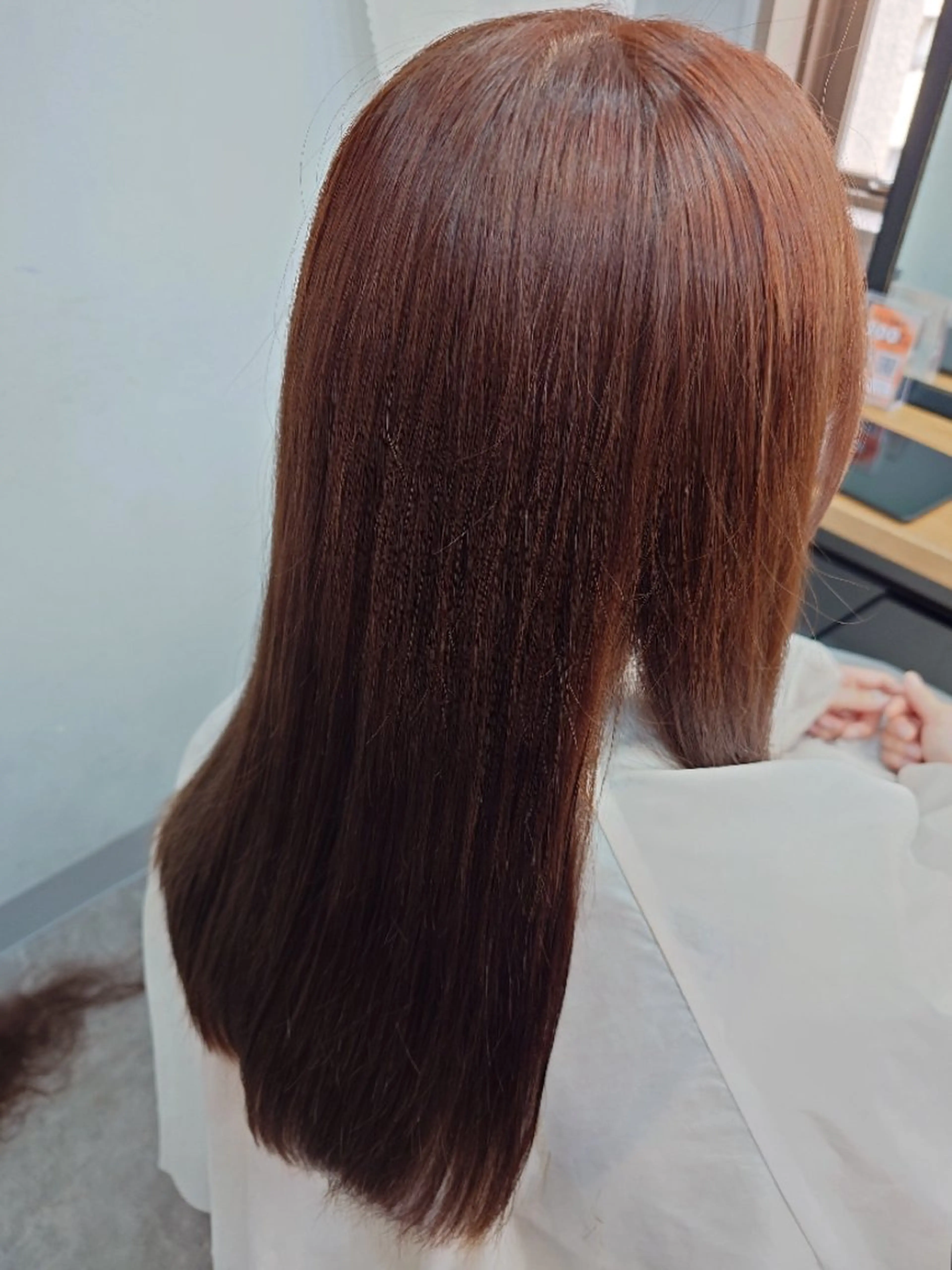 ロング ピンクブラウン カット ヘアカラー トリートメント 髪質改善・絹髪縮毛 矯正・TSUDAのヘアスタイル