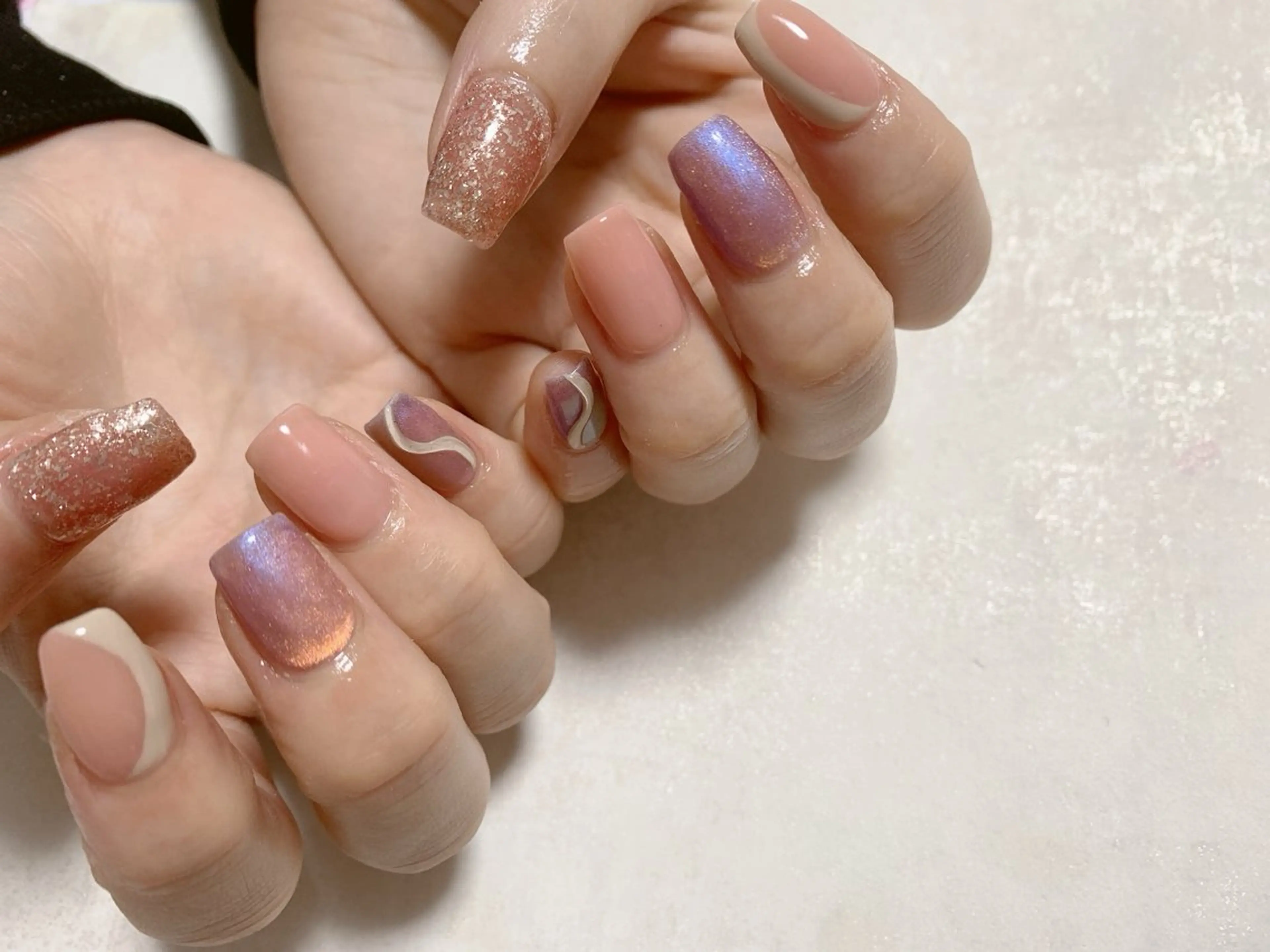 ネイル ジェルネイル 韓国ネイル マグネットネイル メンズネイル ワンカラーネイル kiki nail たまプラーザのネイルデザイン