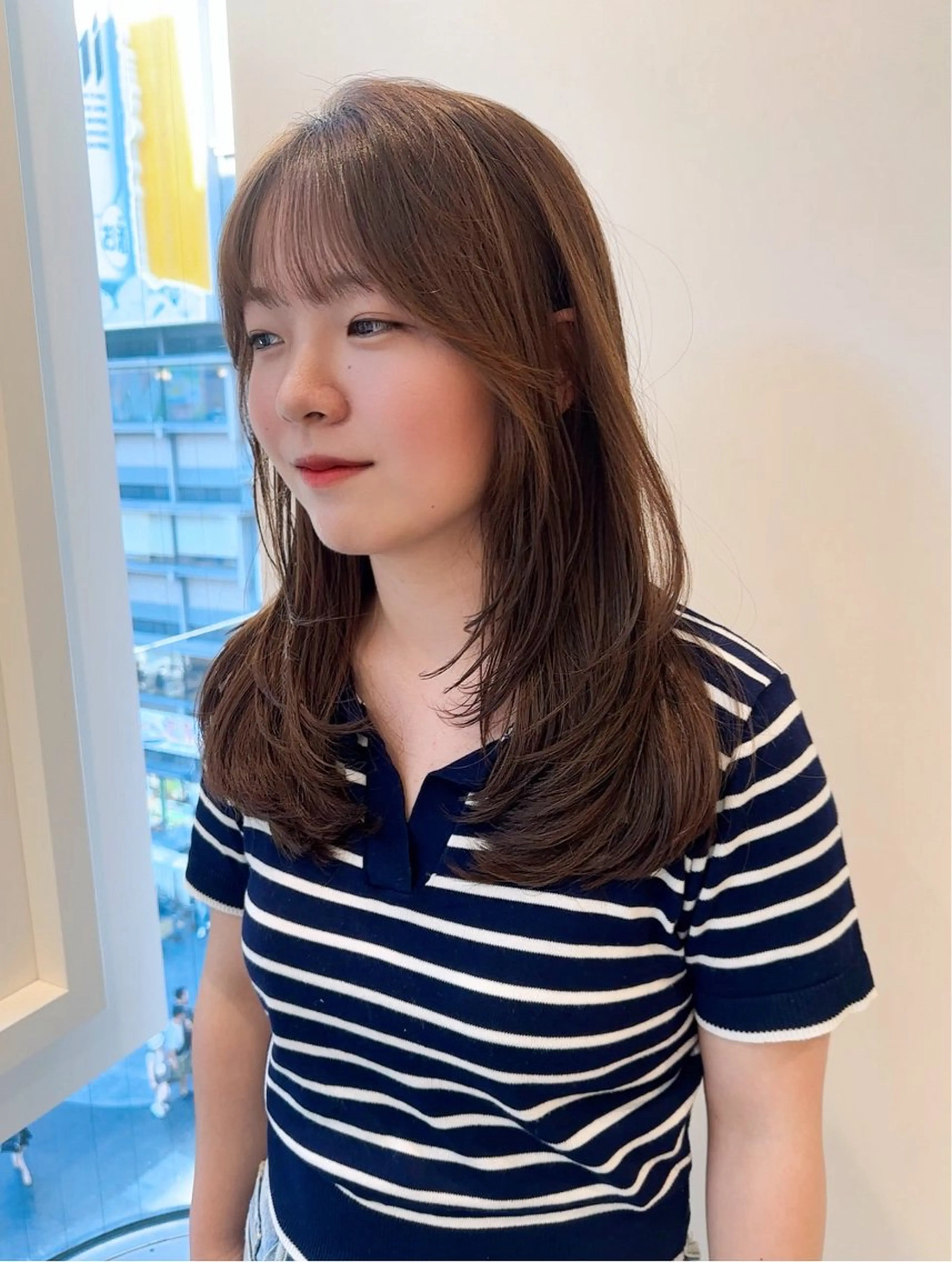 ロング カット ベージュ/インナー カラー🤍Rieのヘアスタイル