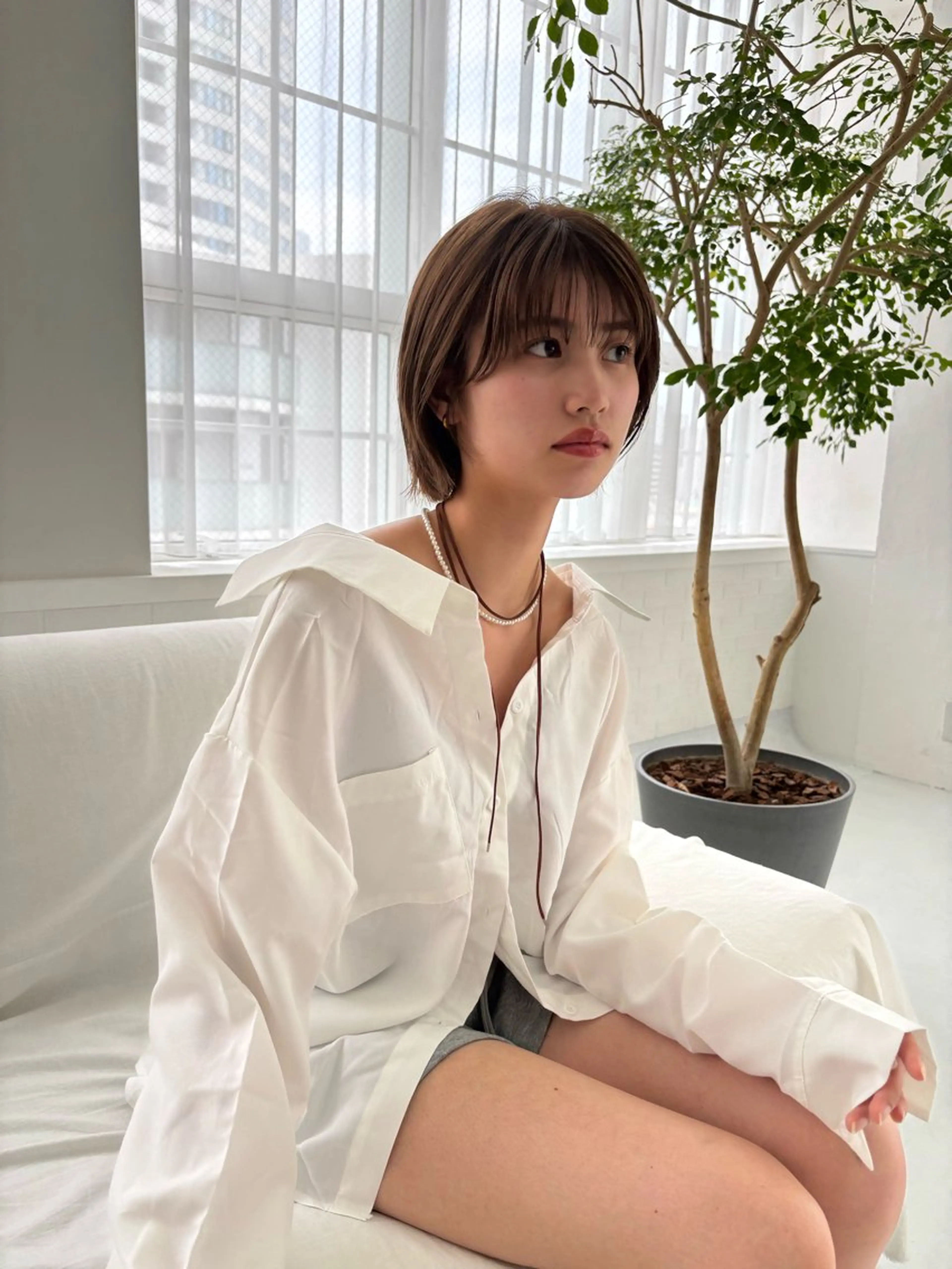 ミディアム カラー カット ヘアカラー トリートメント mei｜顔まわり ×透明感カラーのヘアスタイル