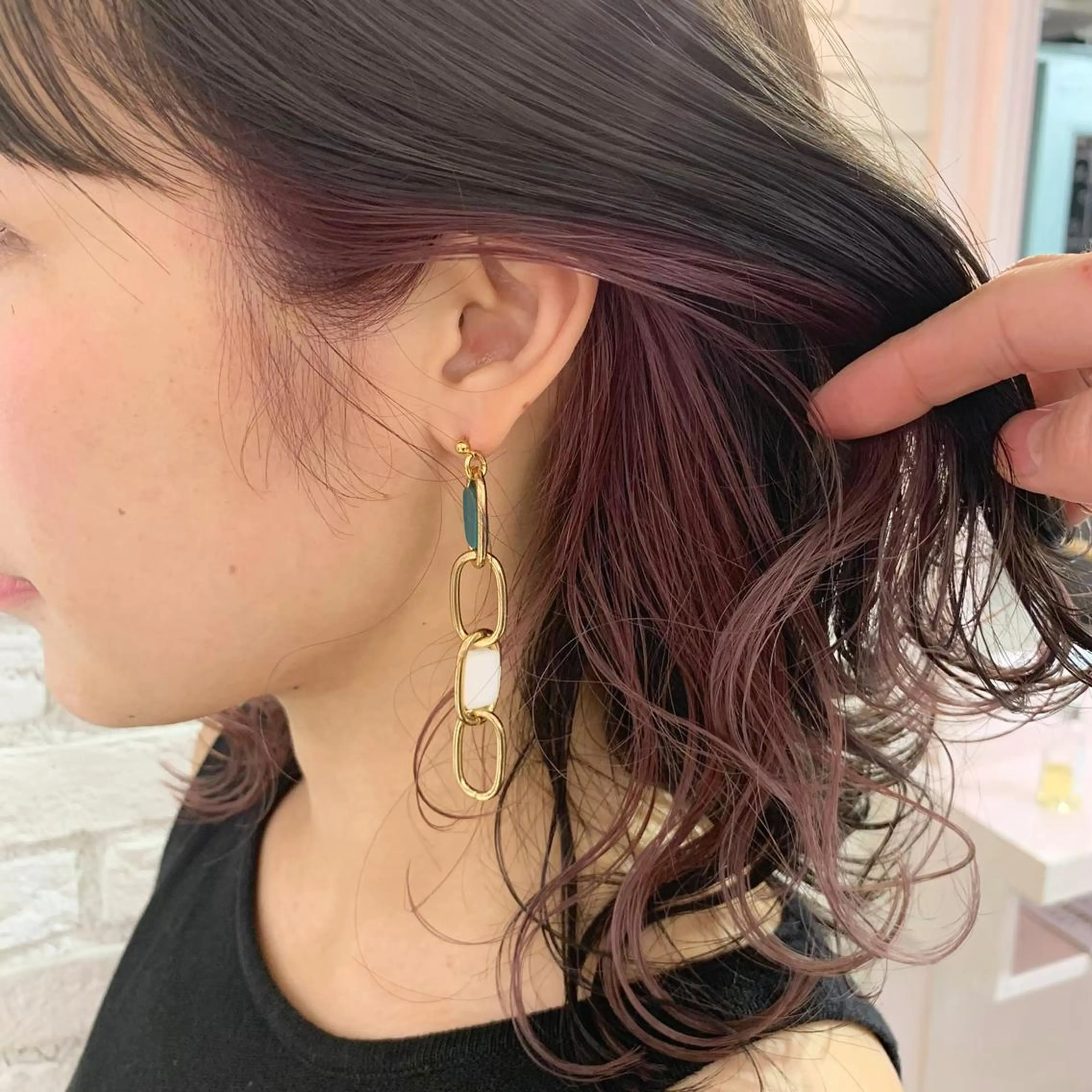 ミディアム カラー インナーカラー ピンクカラー カット ヘアカラー トリートメント 韓国ヘア/艶カラー /田中悠佑のヘアスタイル