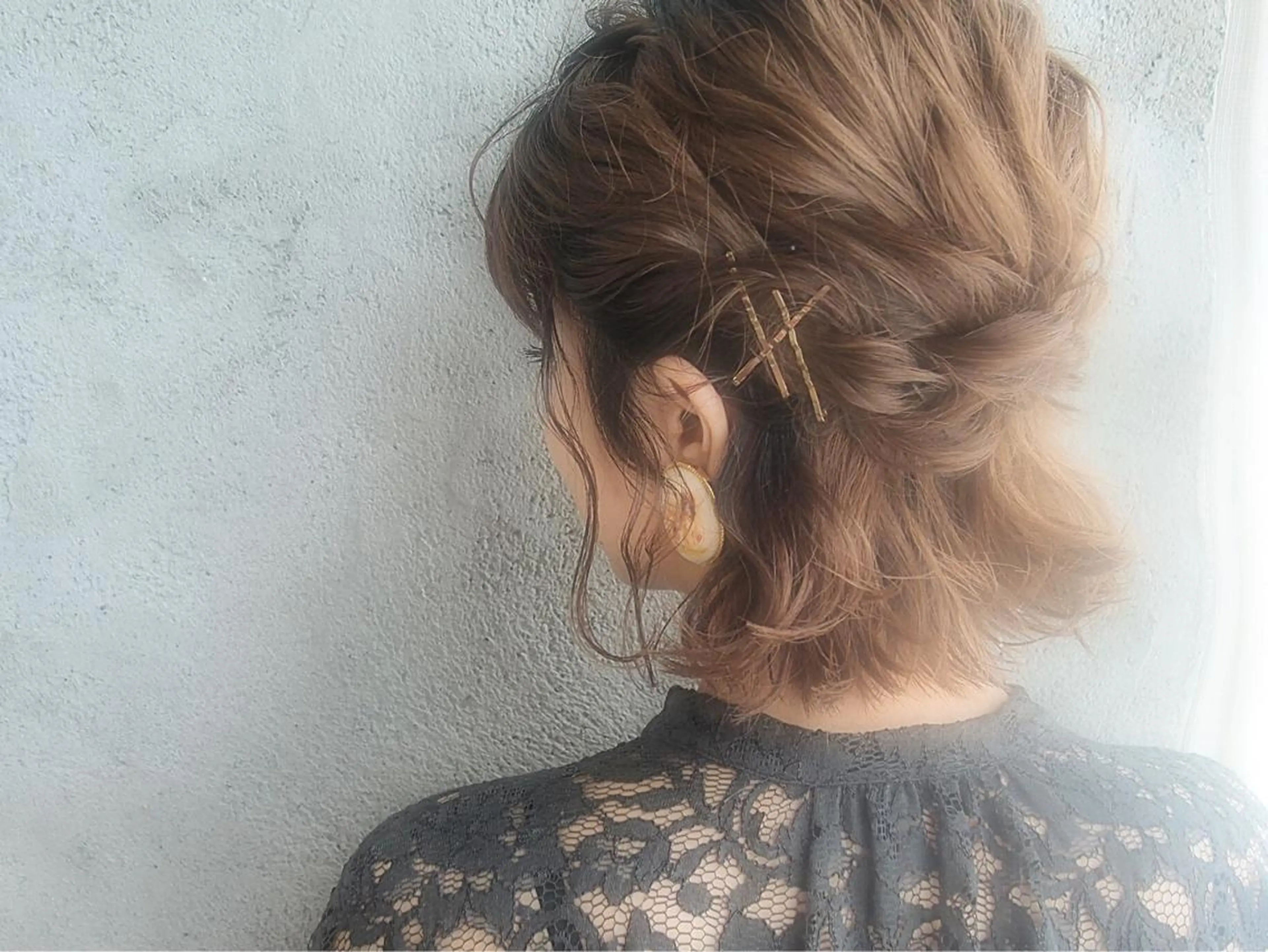 ショート カラー ヘアアレンジ ハーフアップ ボブ EMANON天神所属・Hitomi Ezakiのヘアスタイル