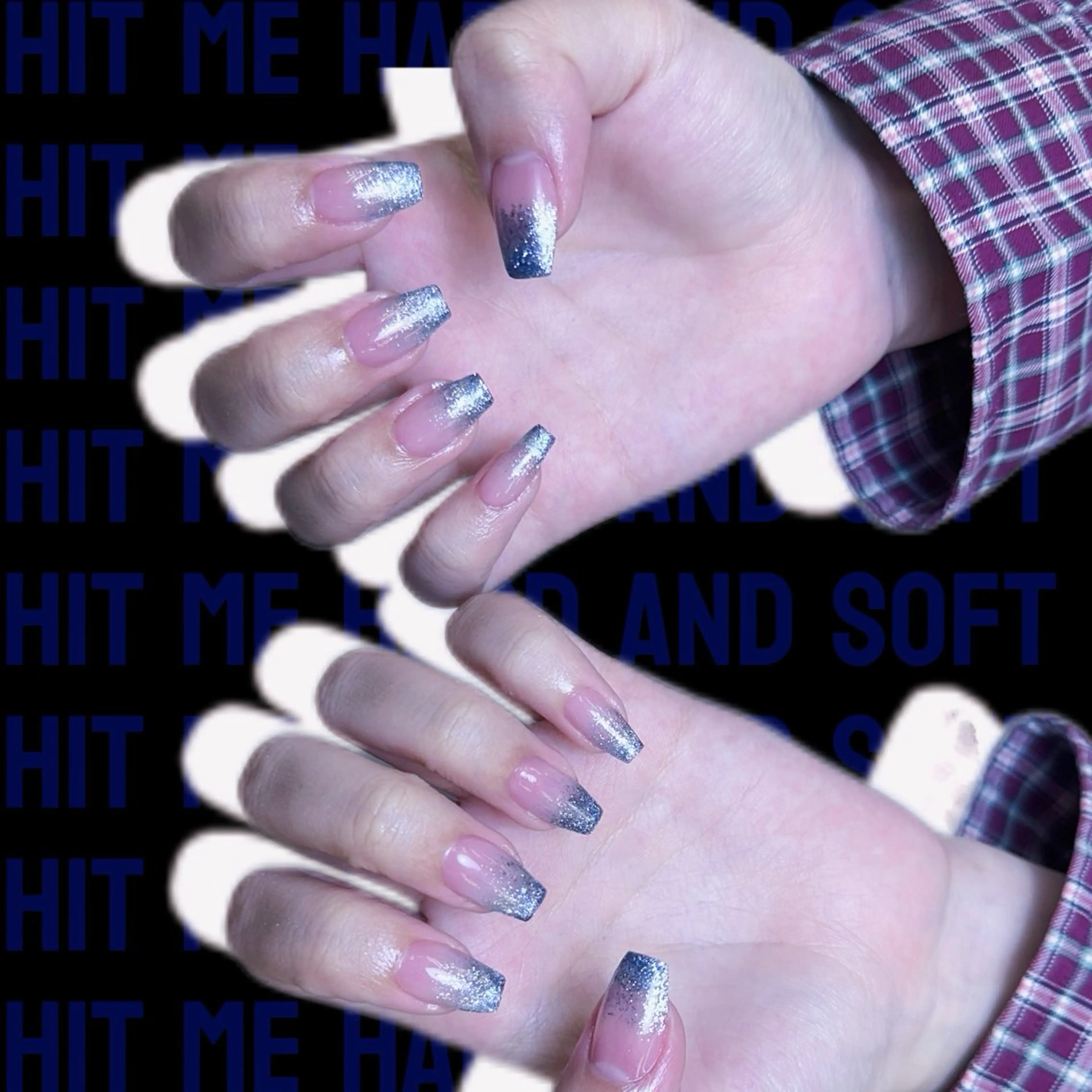 ネイル ブルー グラデーション キラキラネイル ラメ(グリッター) ラメグラデーション ユ キのネイルデザイン