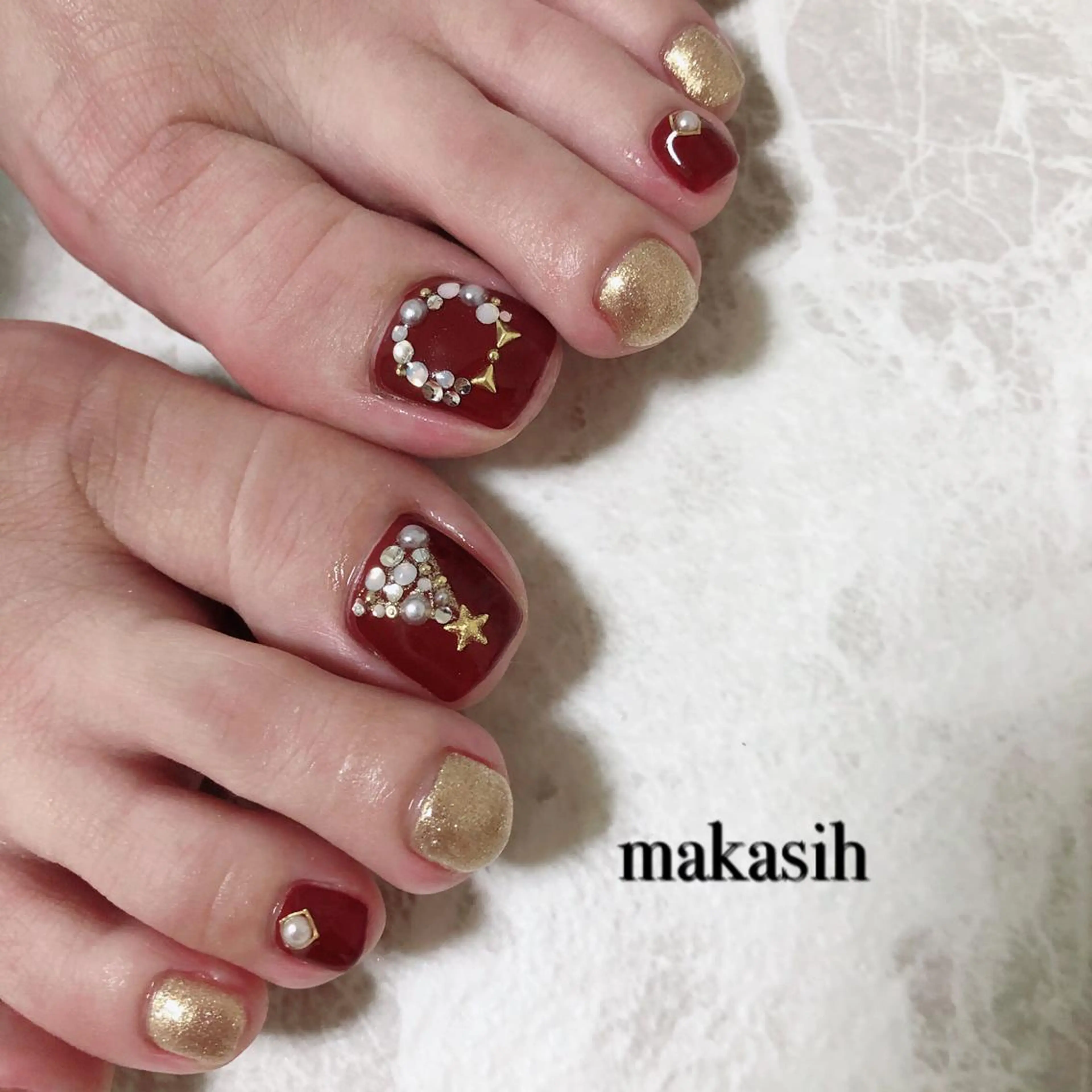 ネイル フットネイル 冬ネイル クリスマス 濱田 美菜子のエステ・リラクイメージ