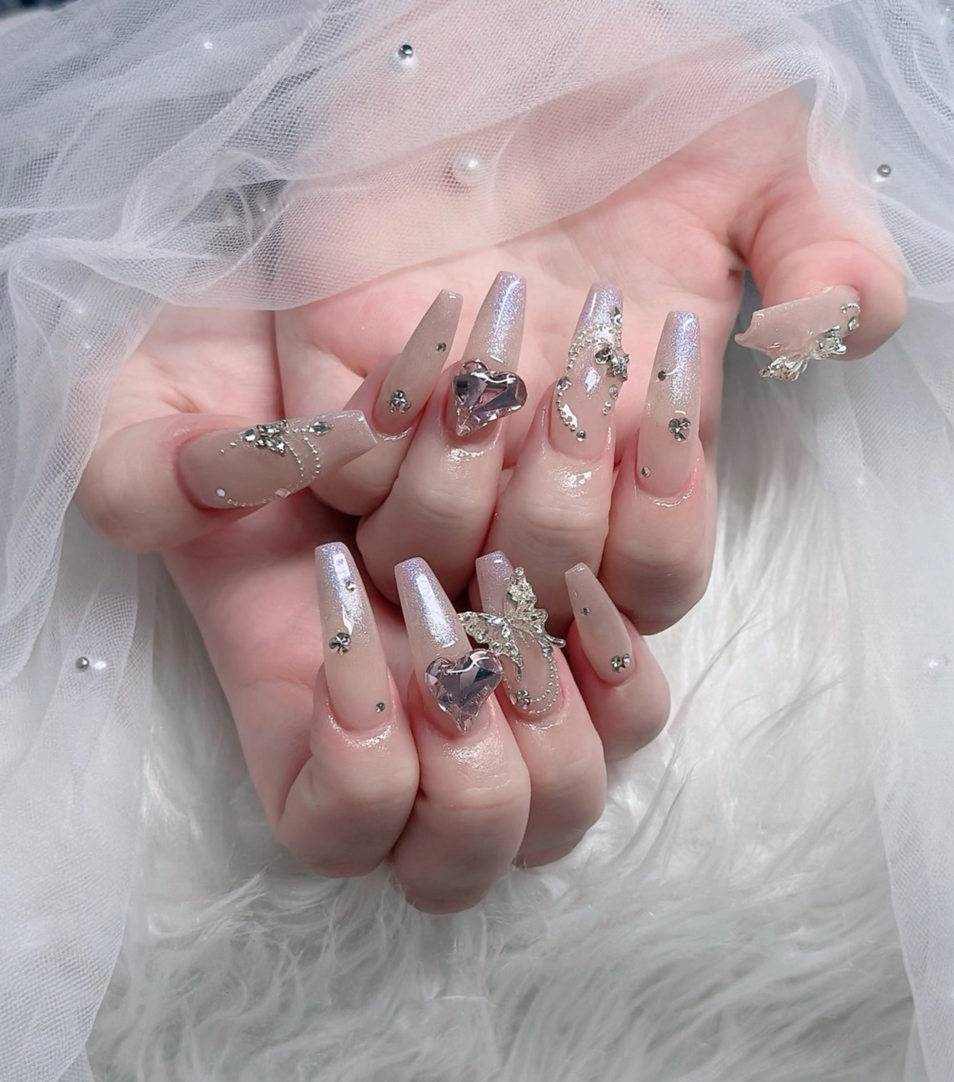 ネイル ハート キラキラネイル リボン ハンドネイル キノコ H.babynailのネイルデザイン