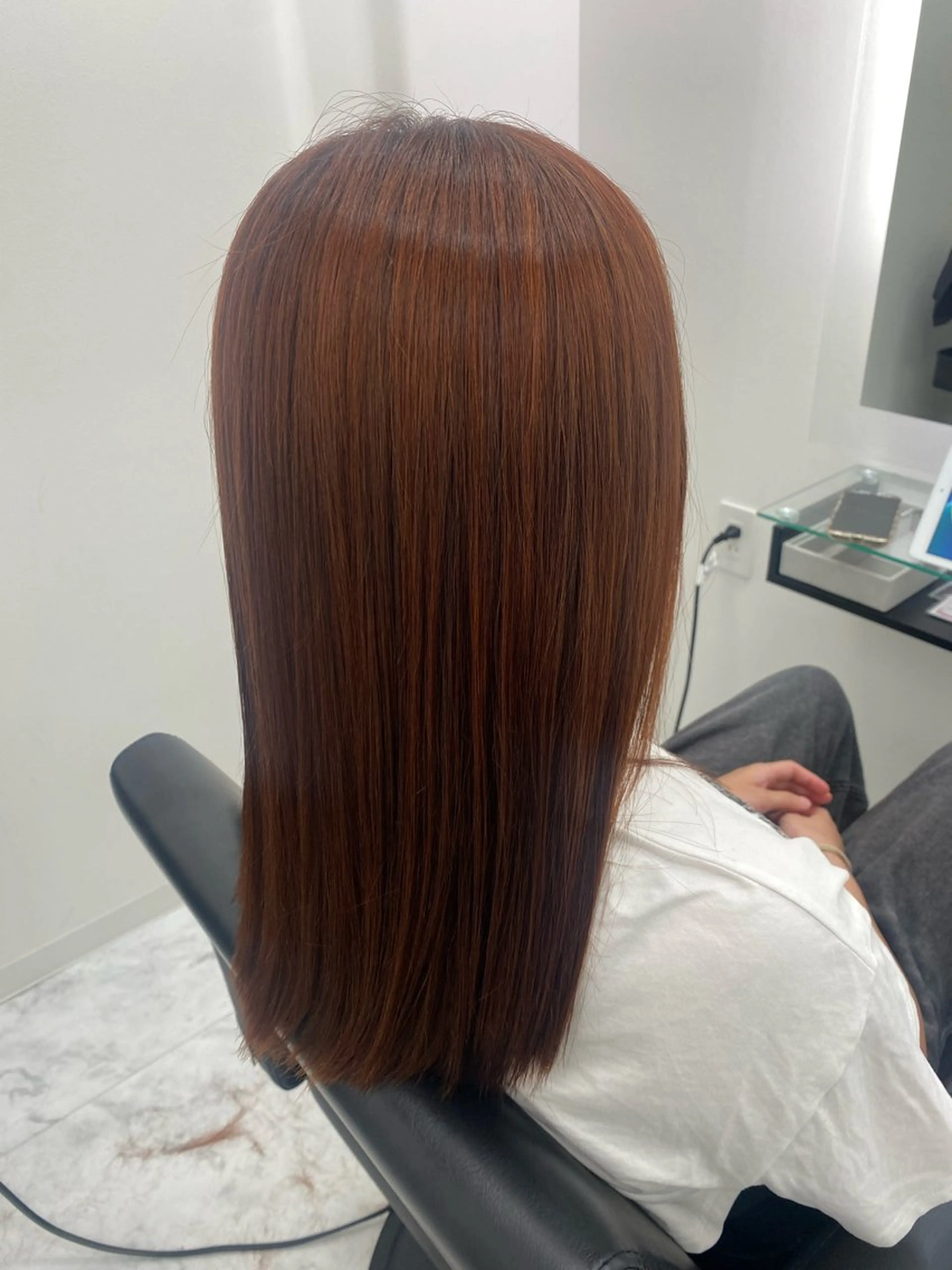 セミロング オレンジブラウン 髪質改善サロン🫧 セキチサトのヘアスタイル