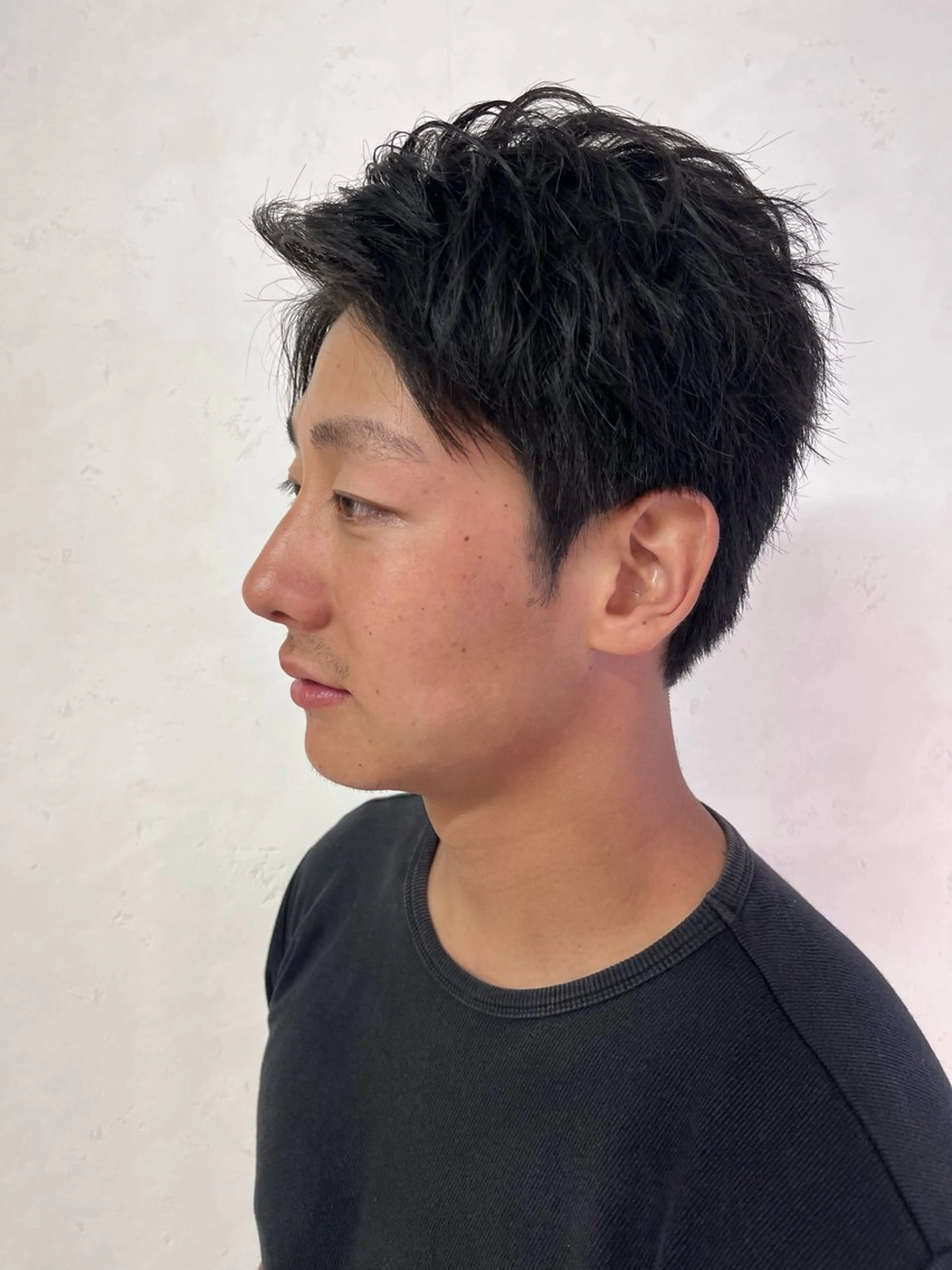 ショート メンズ カット ナチュラルベージュ/ 顔周りカット/由喜のヘアスタイル