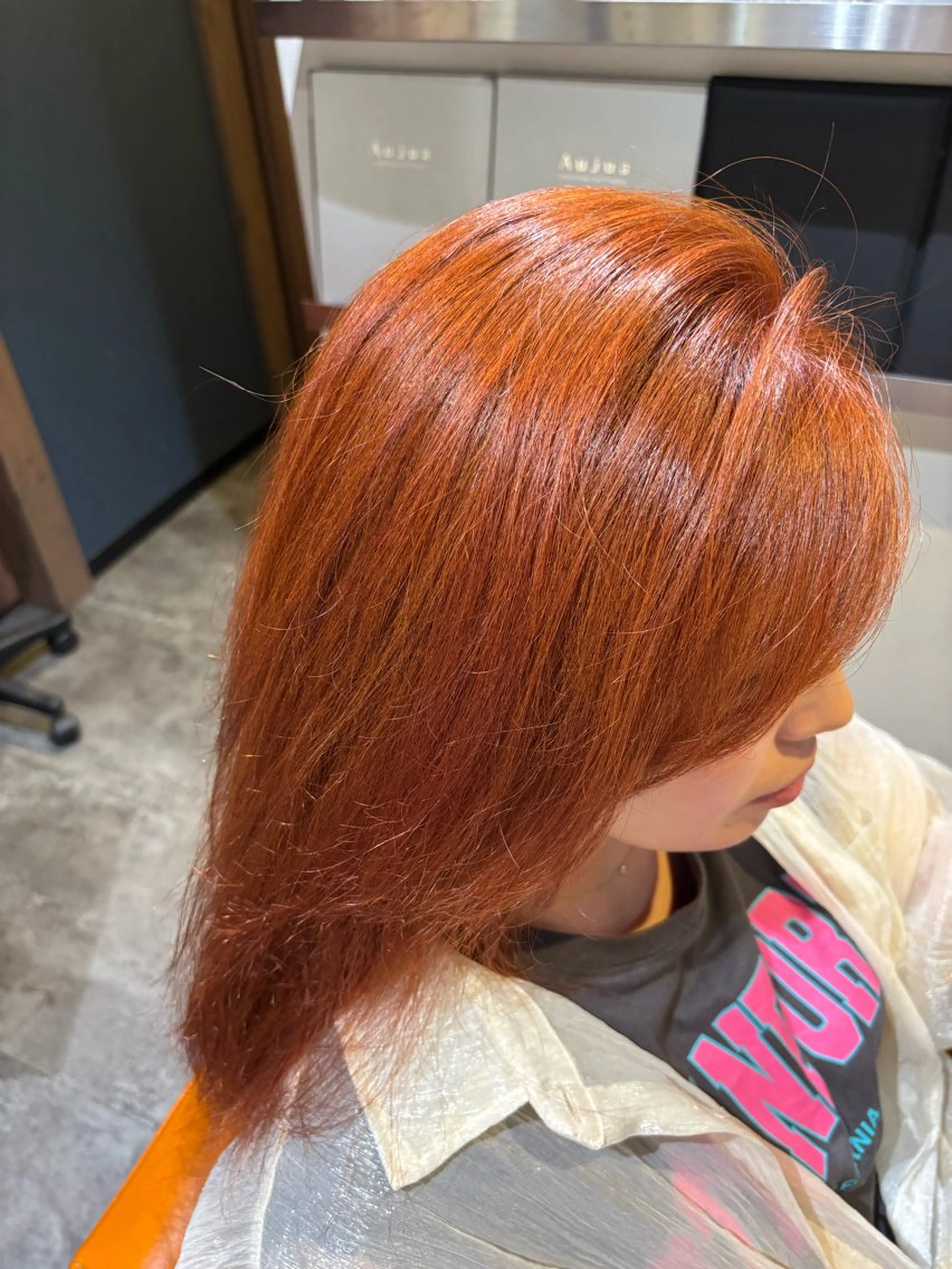 ロング カラー オレンジ ヘアカラー 大西 瞭弘のヘアスタイル