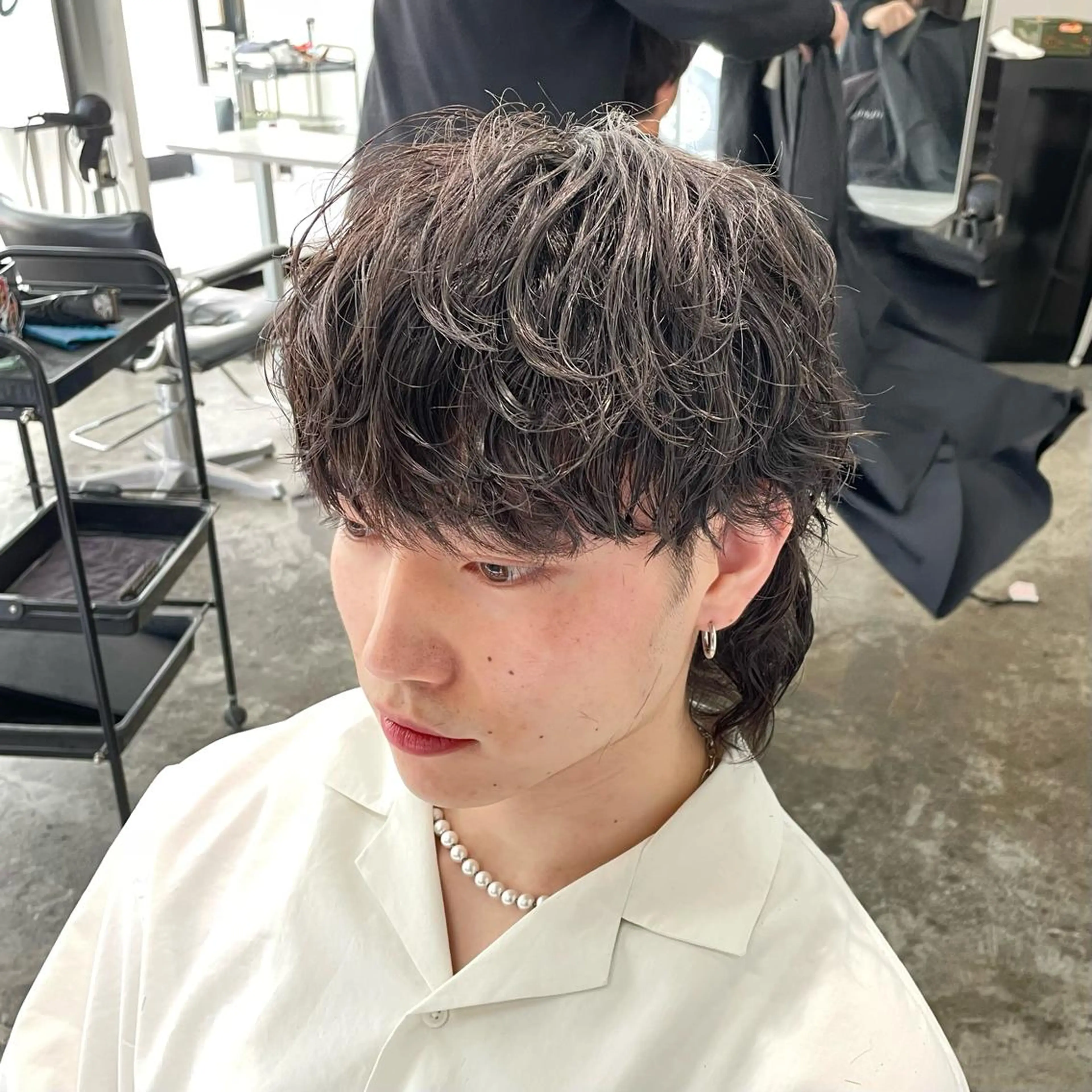 ショート パーマ メンズ メンズパーマ メンズウルフカット ウルフカット スパイラルパーマ カット パーマ メンズ特化美容師/ 藤戸 椋のヘアスタイル