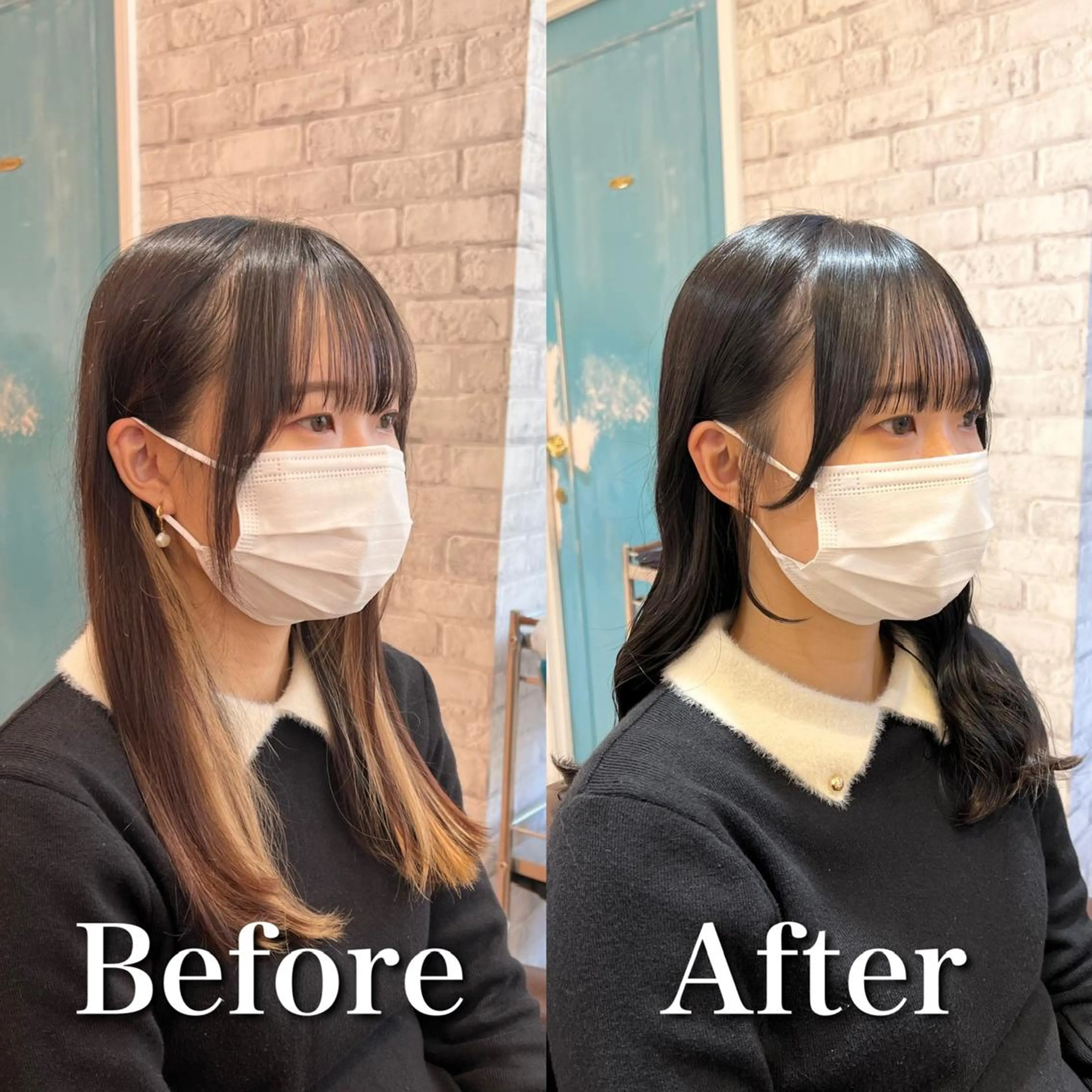 ミディアム パーマ モテ前髪 タゴメ シンヤのヘアスタイル