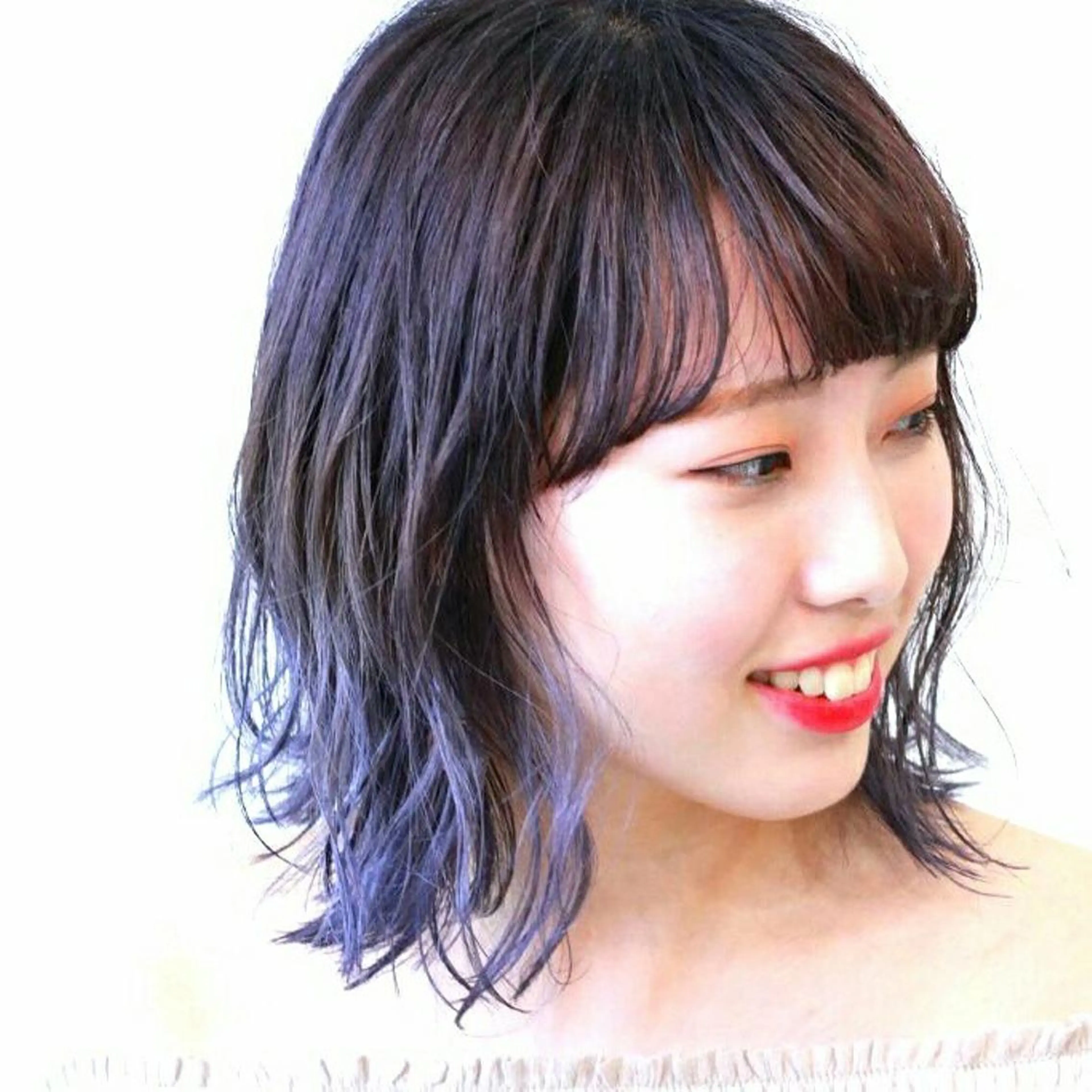 ミディアム アッシュ パープルカラー ボブ 杉若 利彦のヘアスタイル