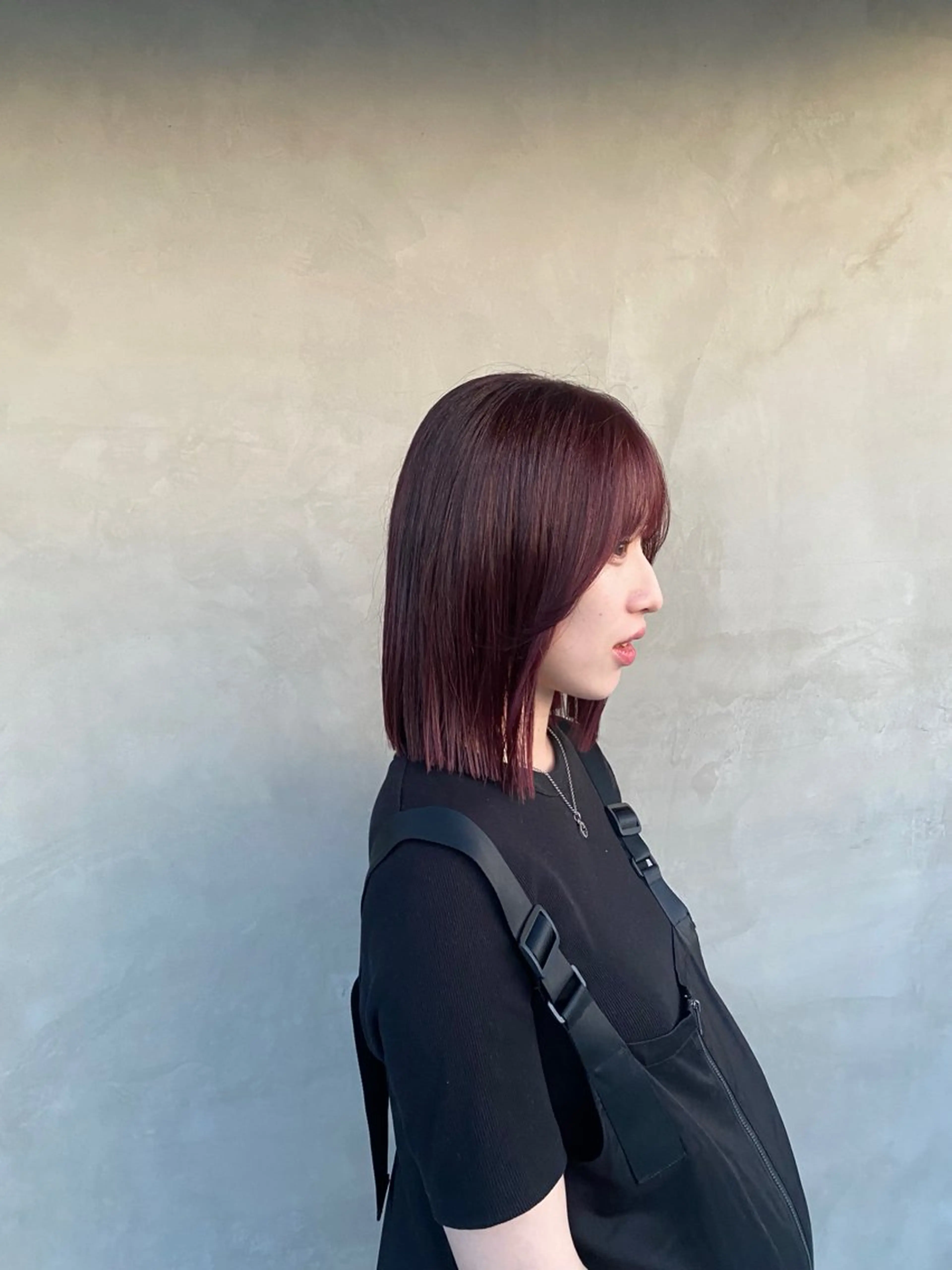 ミディアム カラー カシス レッドカラー ボブ 韓国風hair💕 Kanonのヘアスタイル