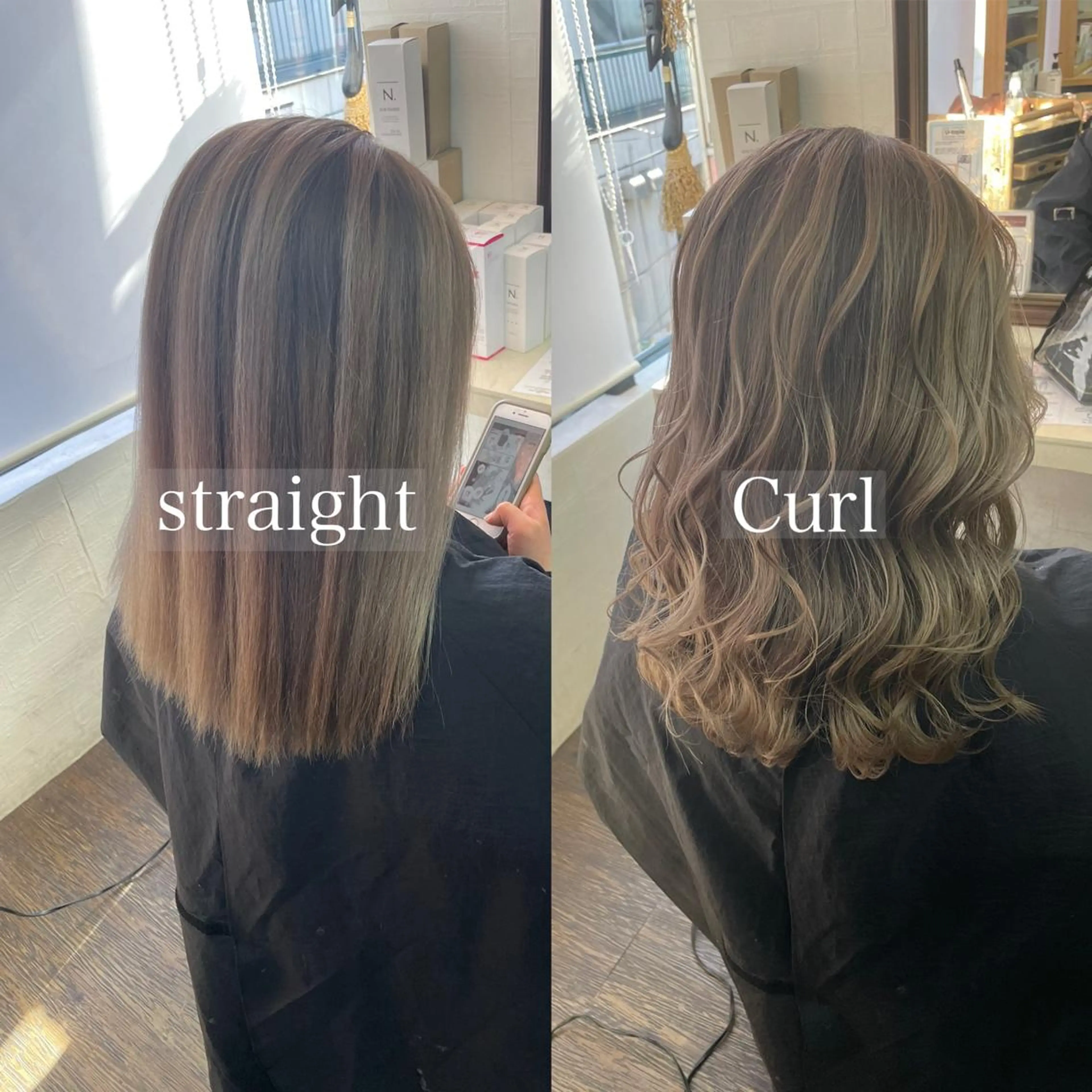 ミディアム カラー ヒカ/外国人風 デザインカラーのヘアスタイル