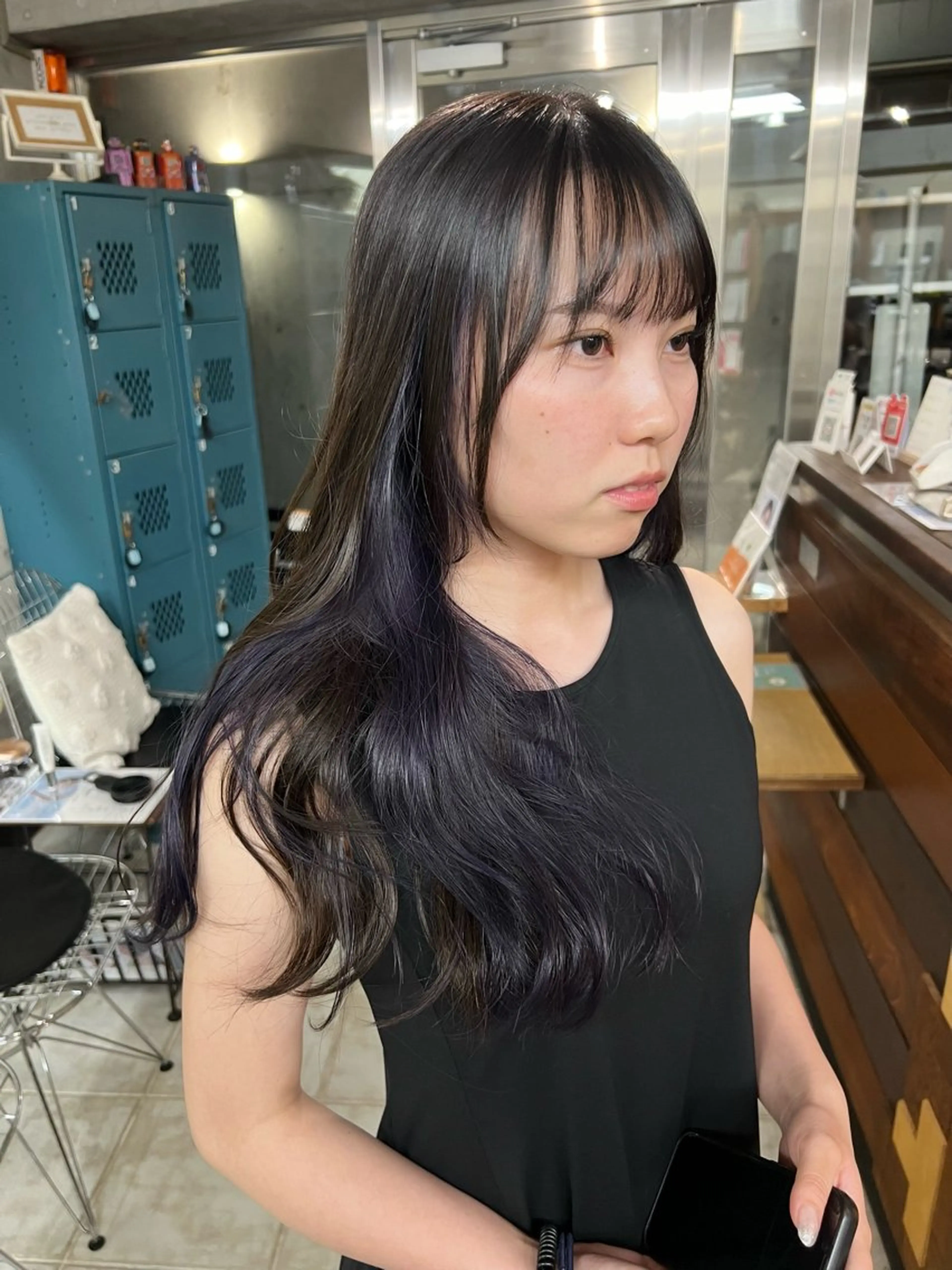ロング パープルカラー 土田かほ/当日可🎀 透明感カラー🍃のヘアスタイル