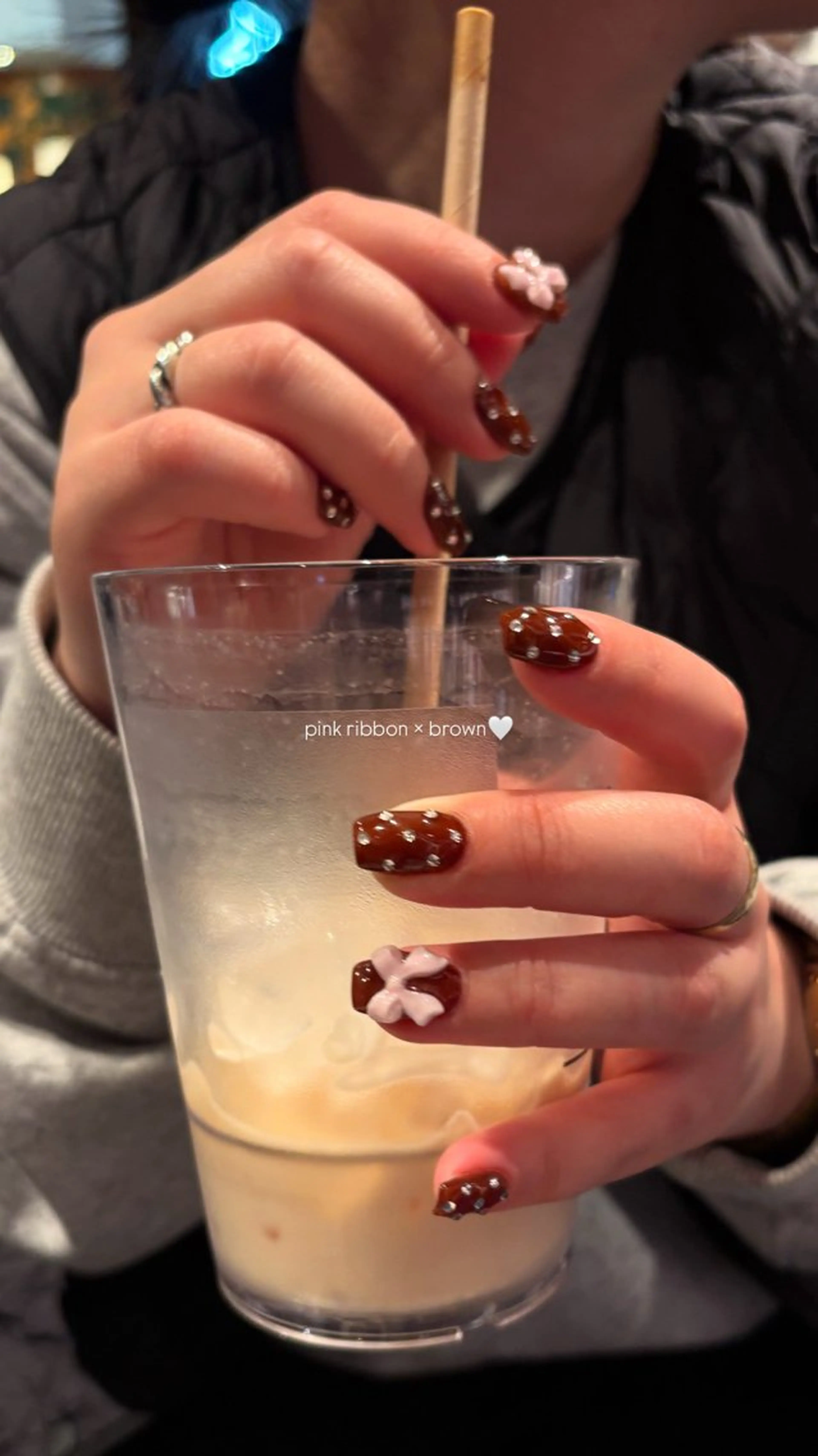 ネイル ブラウン ピンク private nailsalon Fofo所属・Fofo フォフォのネイルデザイン