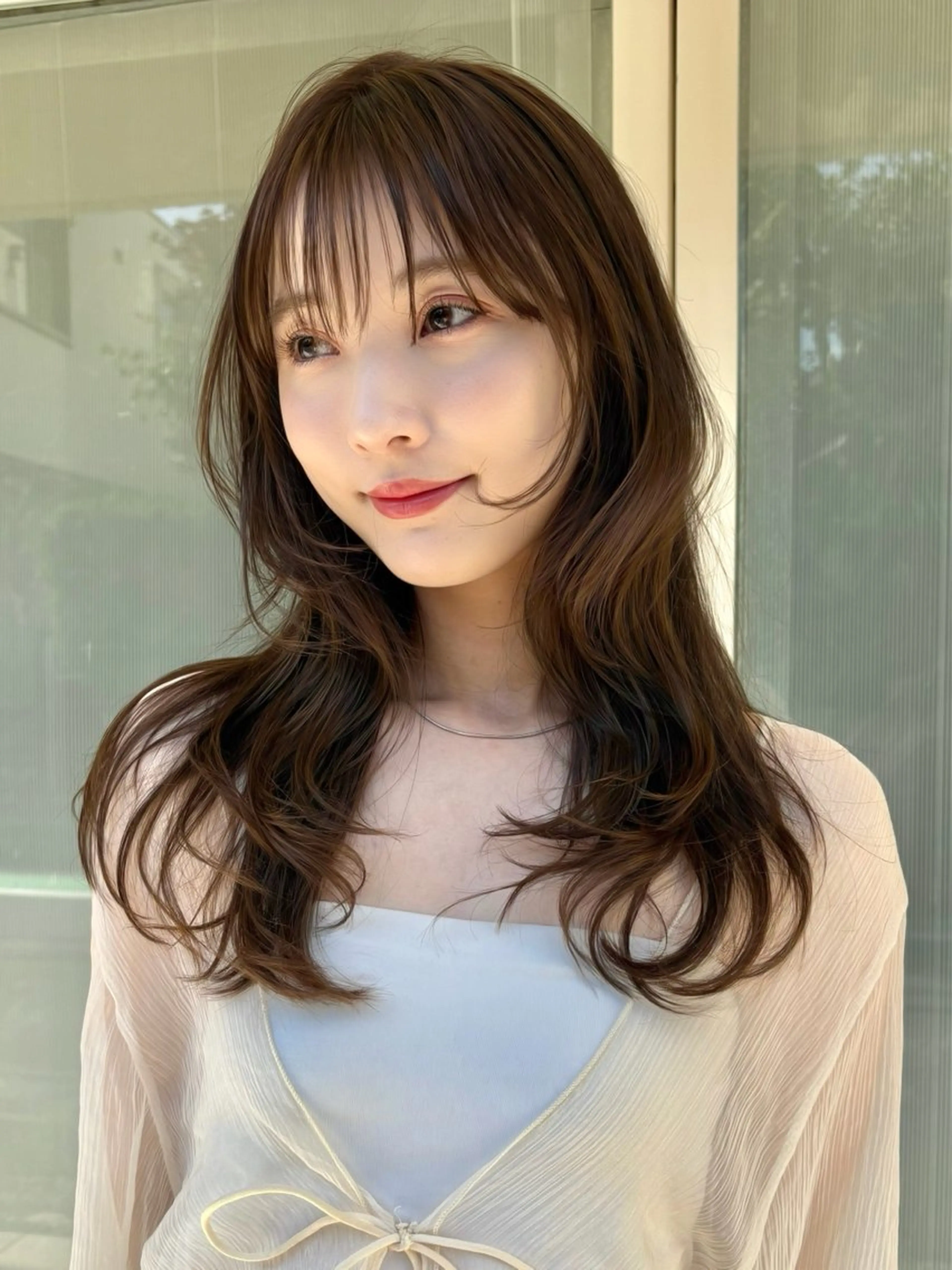 セミロング カラー パーマ カット ヘアカラー トリートメント レイヤー/透明感/ ブリーチなし/わかなのヘアスタイル