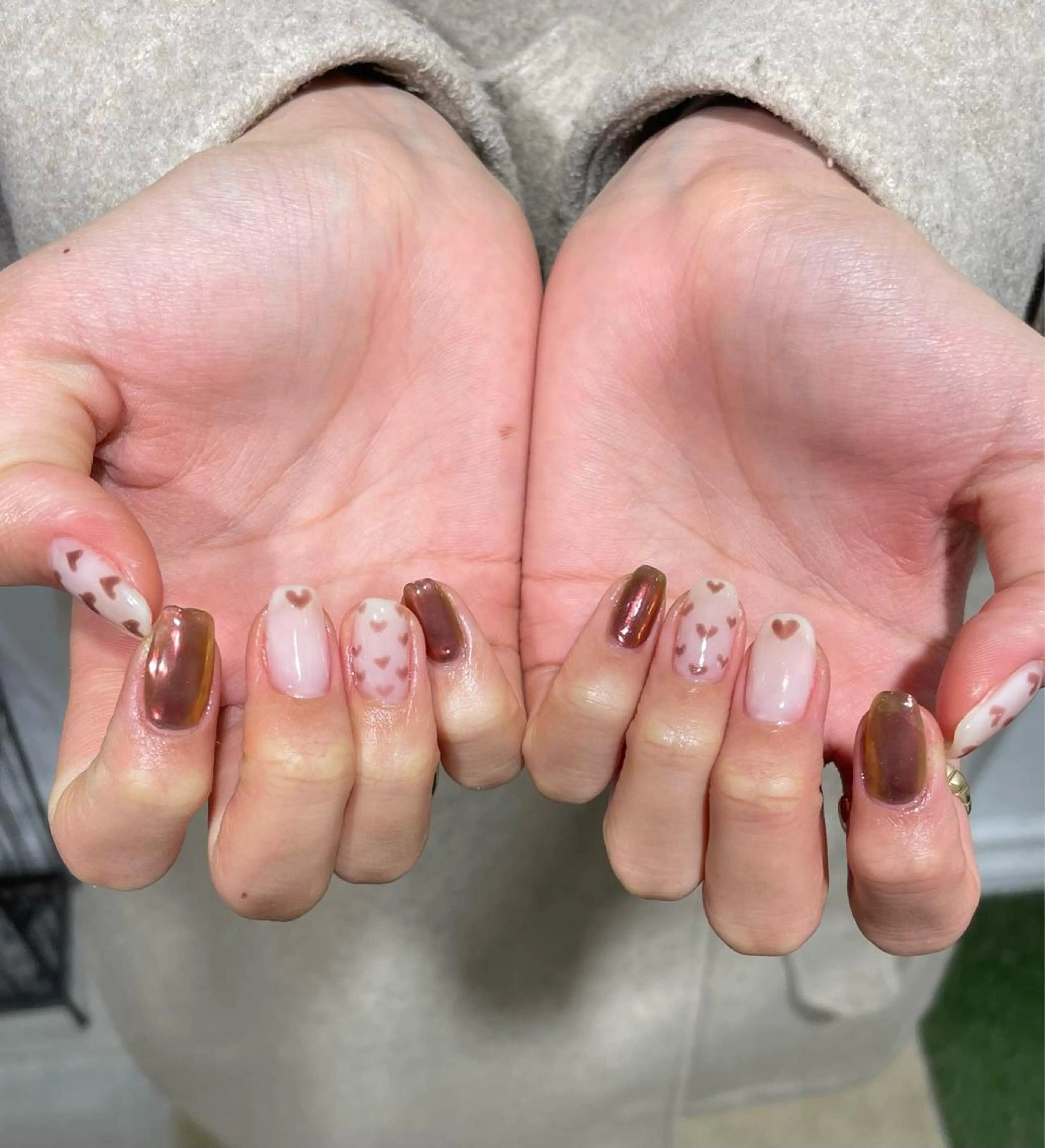 ネイル ジェルネイル ハート ミラーネイル パラジェル Luonto nail TOKYO 【ルオント】所属・Luonto❁ Mayuのネイルデザイン