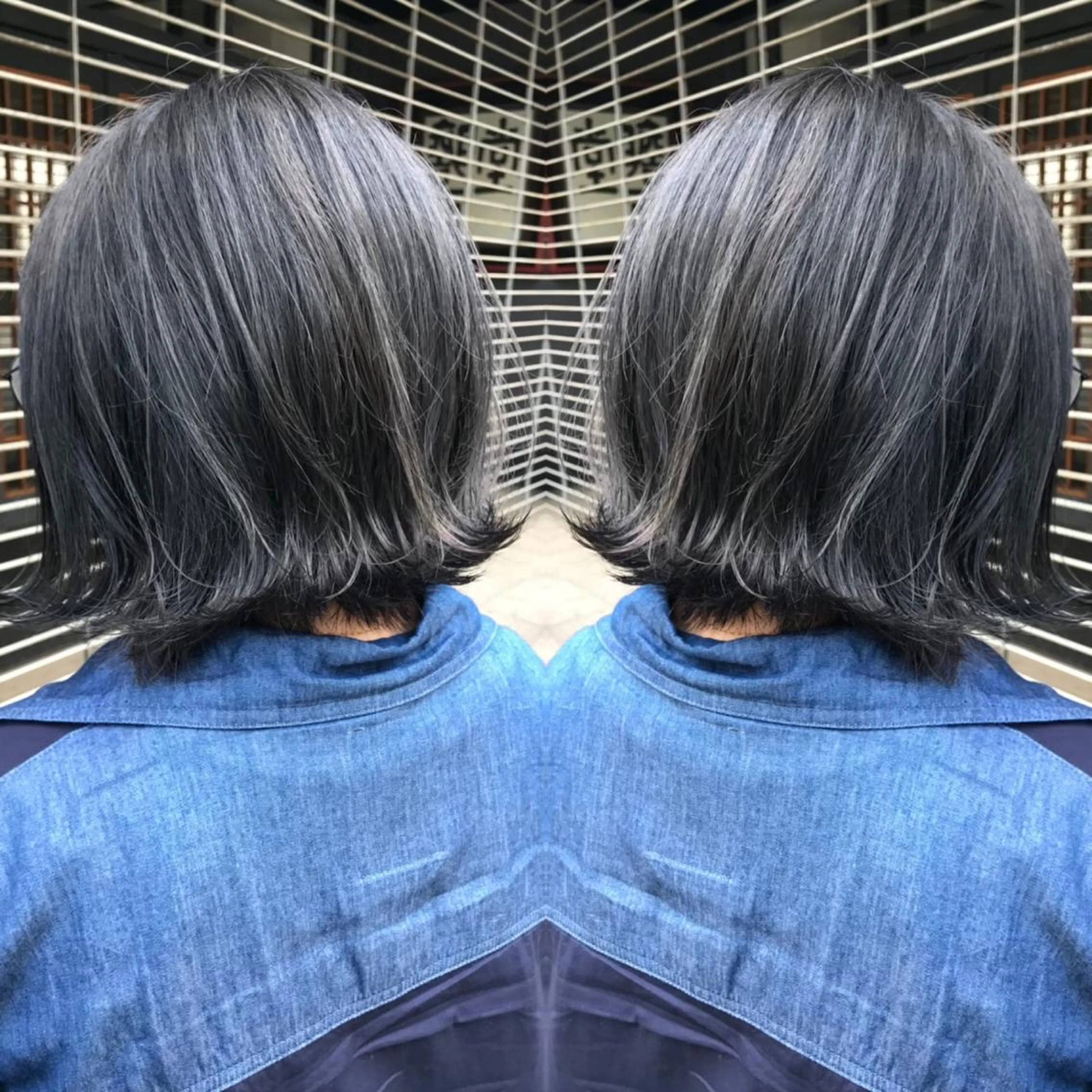 ショート カラー ブルーカラー ブルーグレー ブルーグレージュ グレージュ 韓国🇰🇷 ✂︎hair 内田愛のヘアスタイル