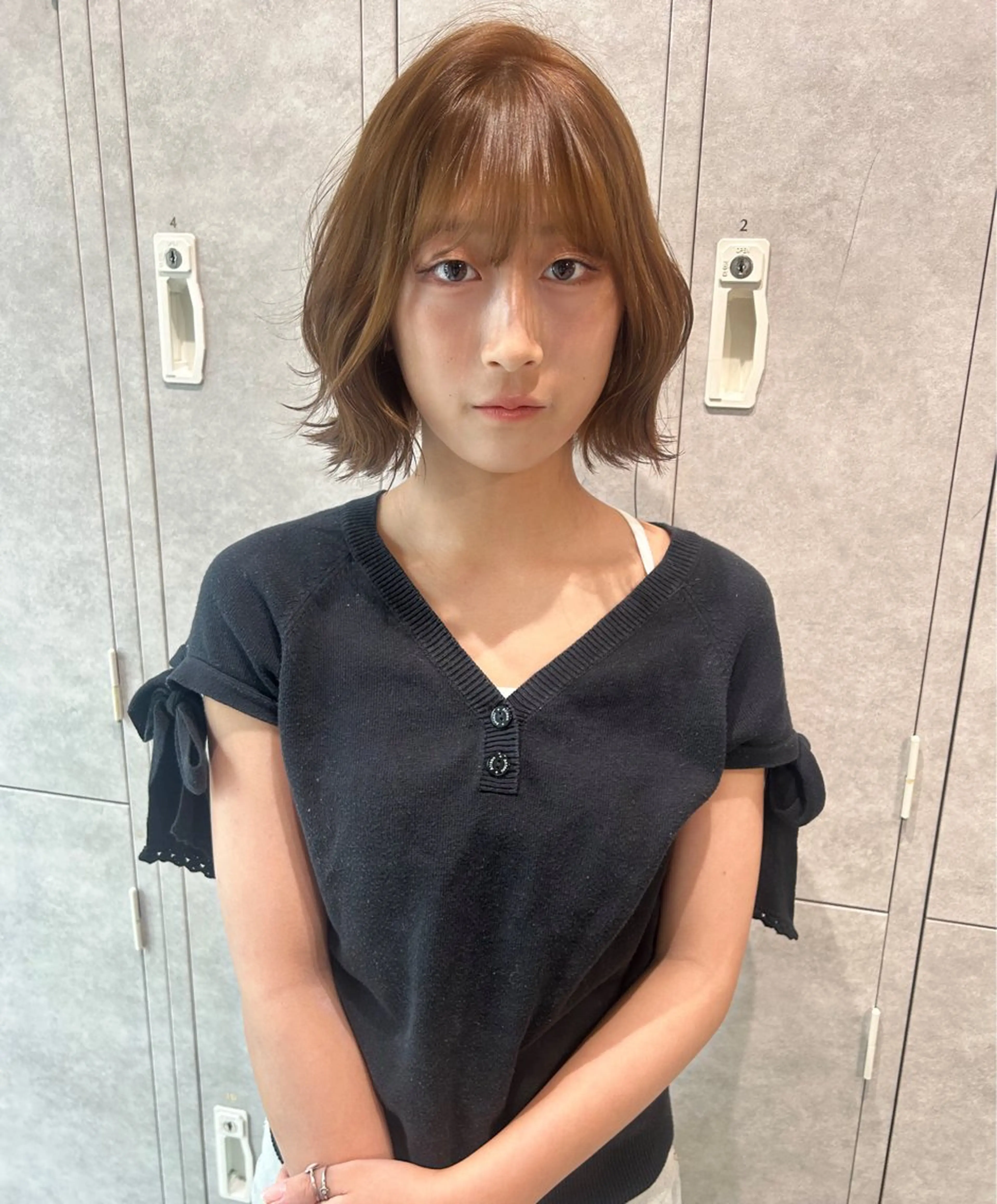 ミディアム ヘアカラー トリートメント 韓国ヘア/ レイヤーカット　ゆめのヘアスタイル