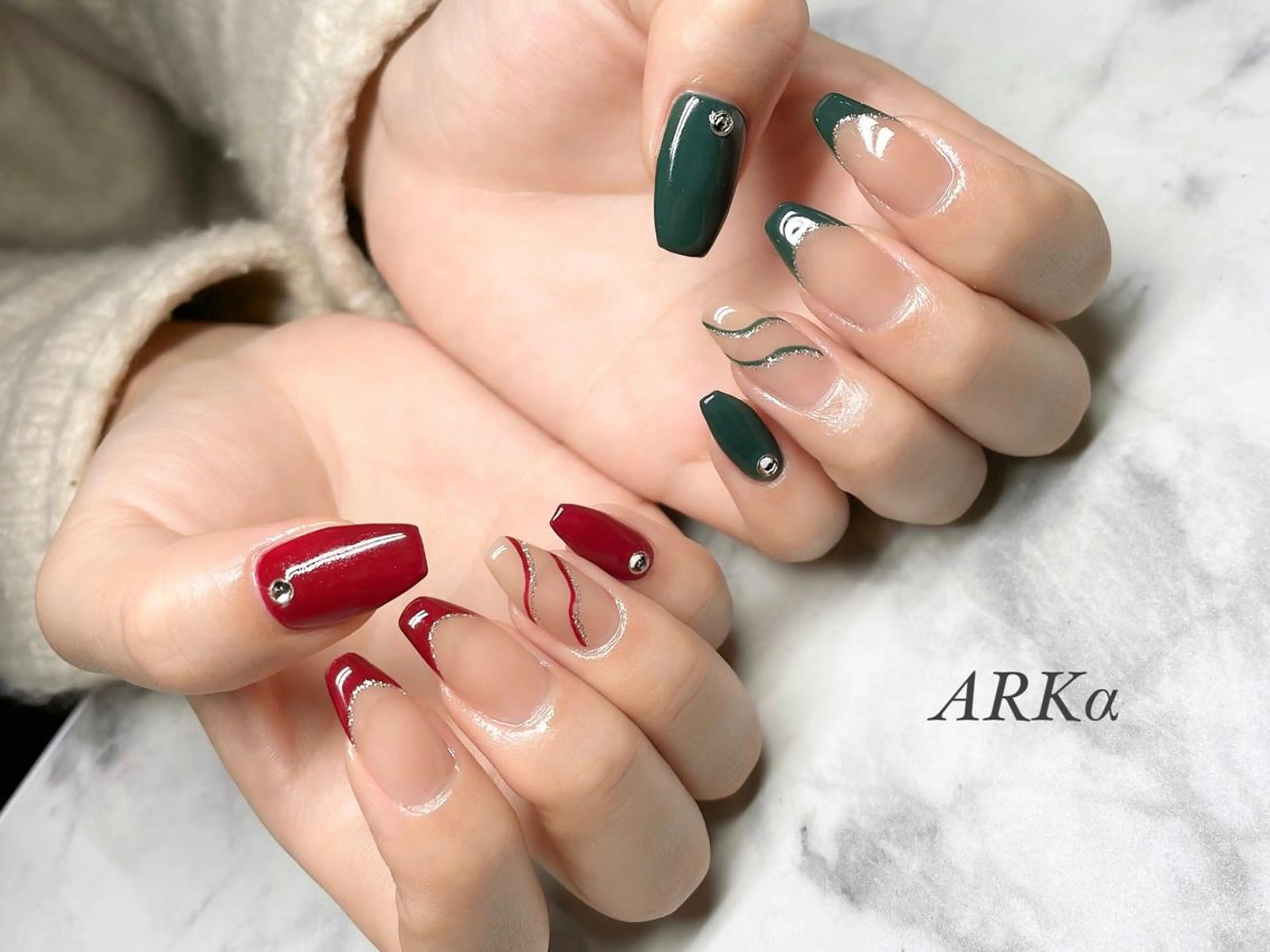 ネイル 冬ネイル クリスマス ハンドネイル ARKα Nishiのネイルデザイン