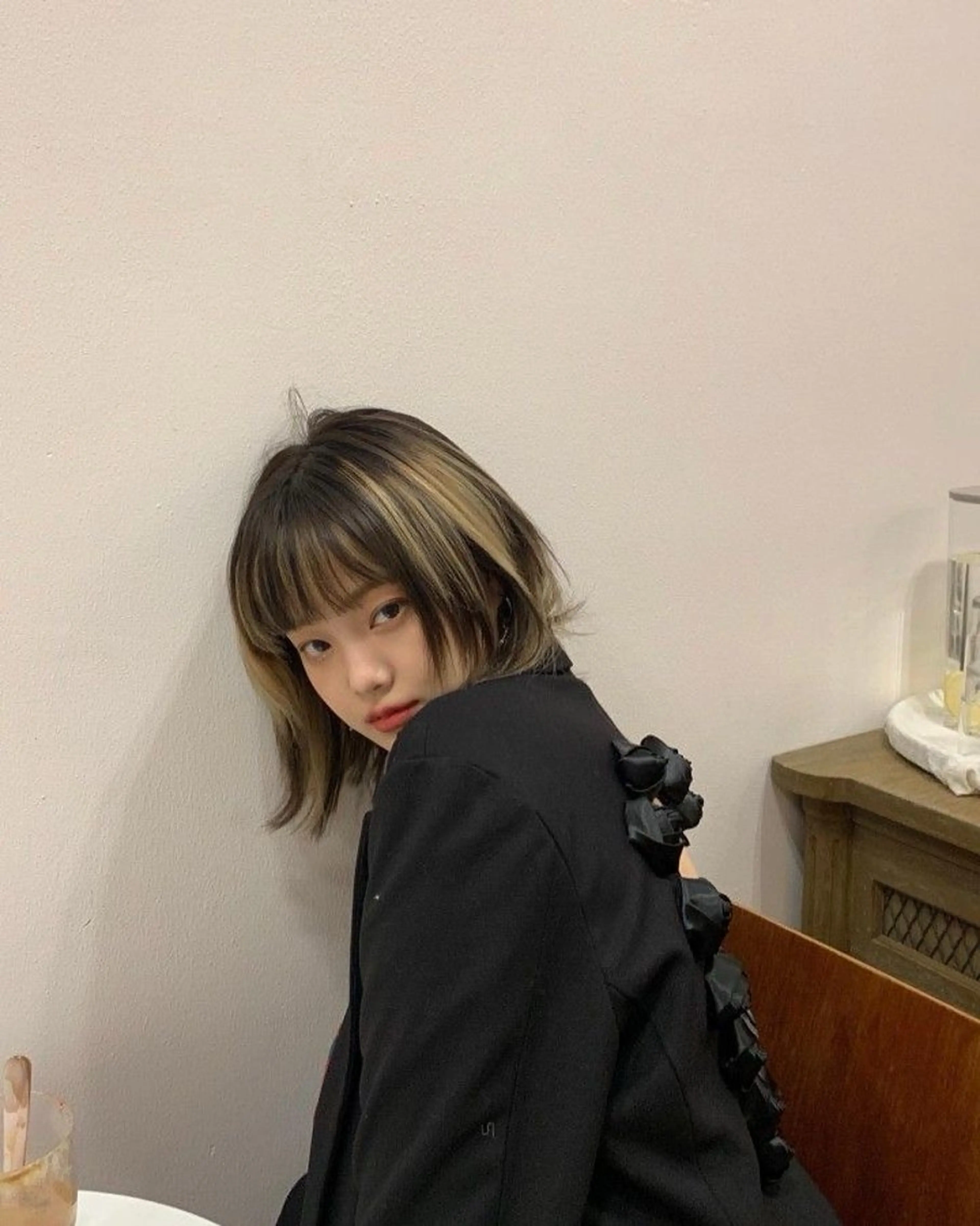 ミディアム カラー ヘアカラー kakeru レイヤーボブパーマのヘアスタイル
