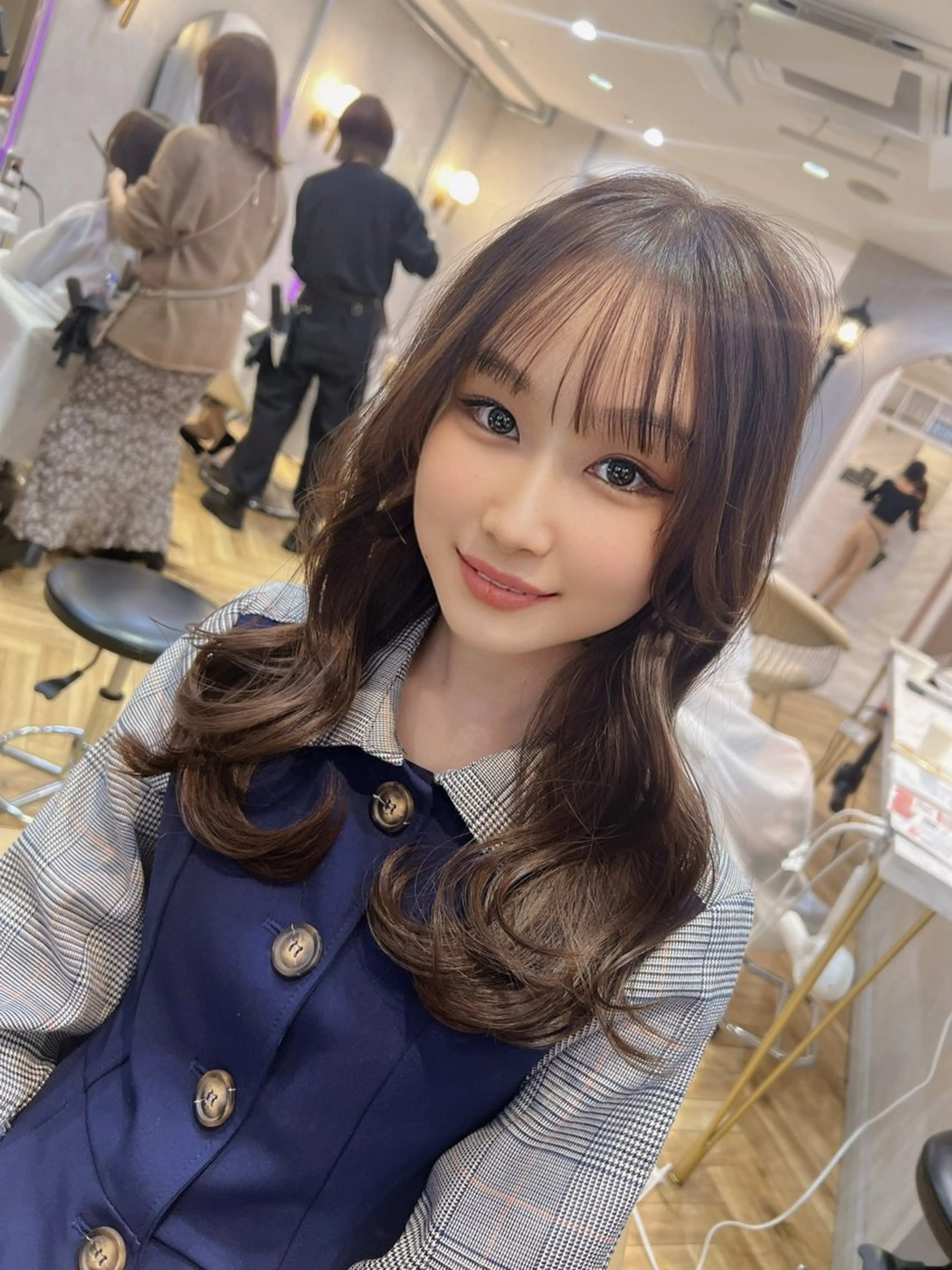 ロング カラー パーマ ヘアアレンジ くびれヘア 韓国風ヘア レイヤーカット ロング カット ヘアカラー トリートメント 平川 友理/韓国ヘア💘のヘアスタイル