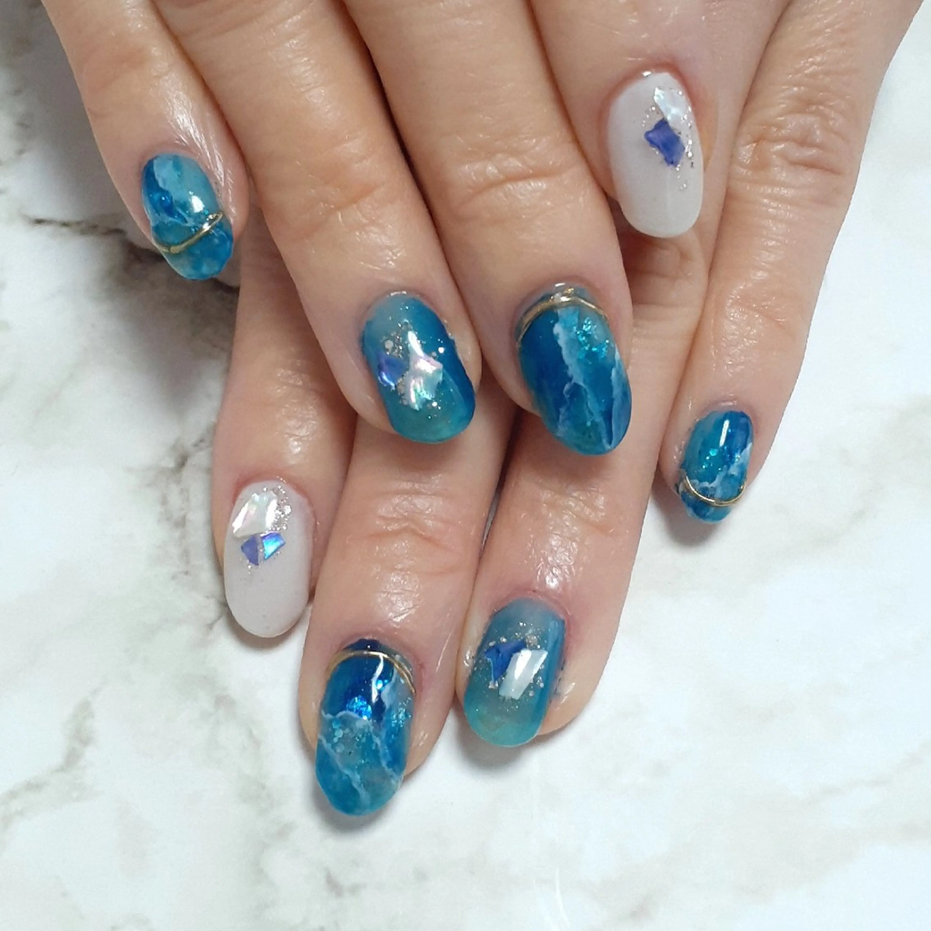 ネイル ブルー ニュアンスネイル ハンドネイル 池元 真由美のネイルデザイン