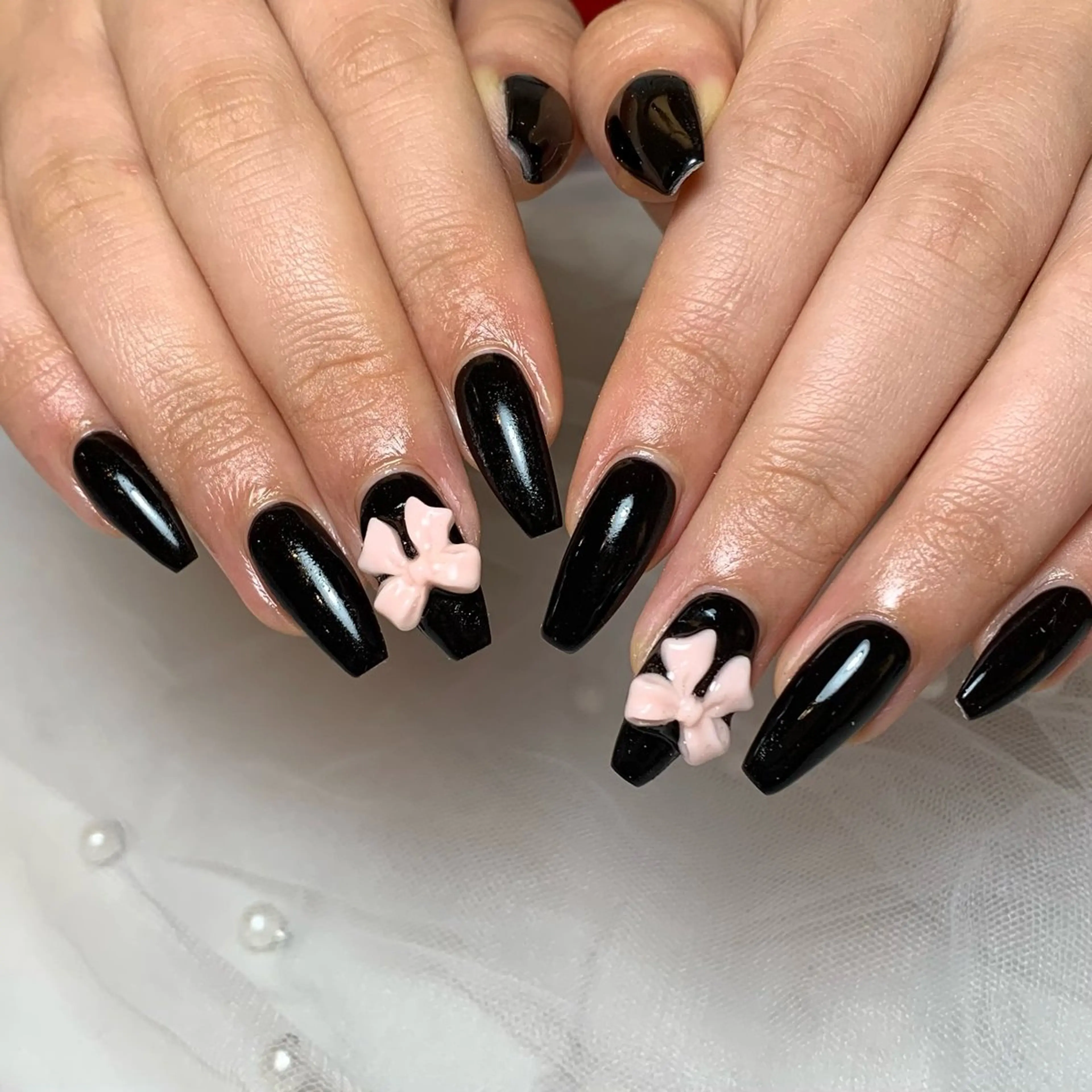 ネイル ワンカラーネイル リボン Dig.nail ririaのネイルデザイン