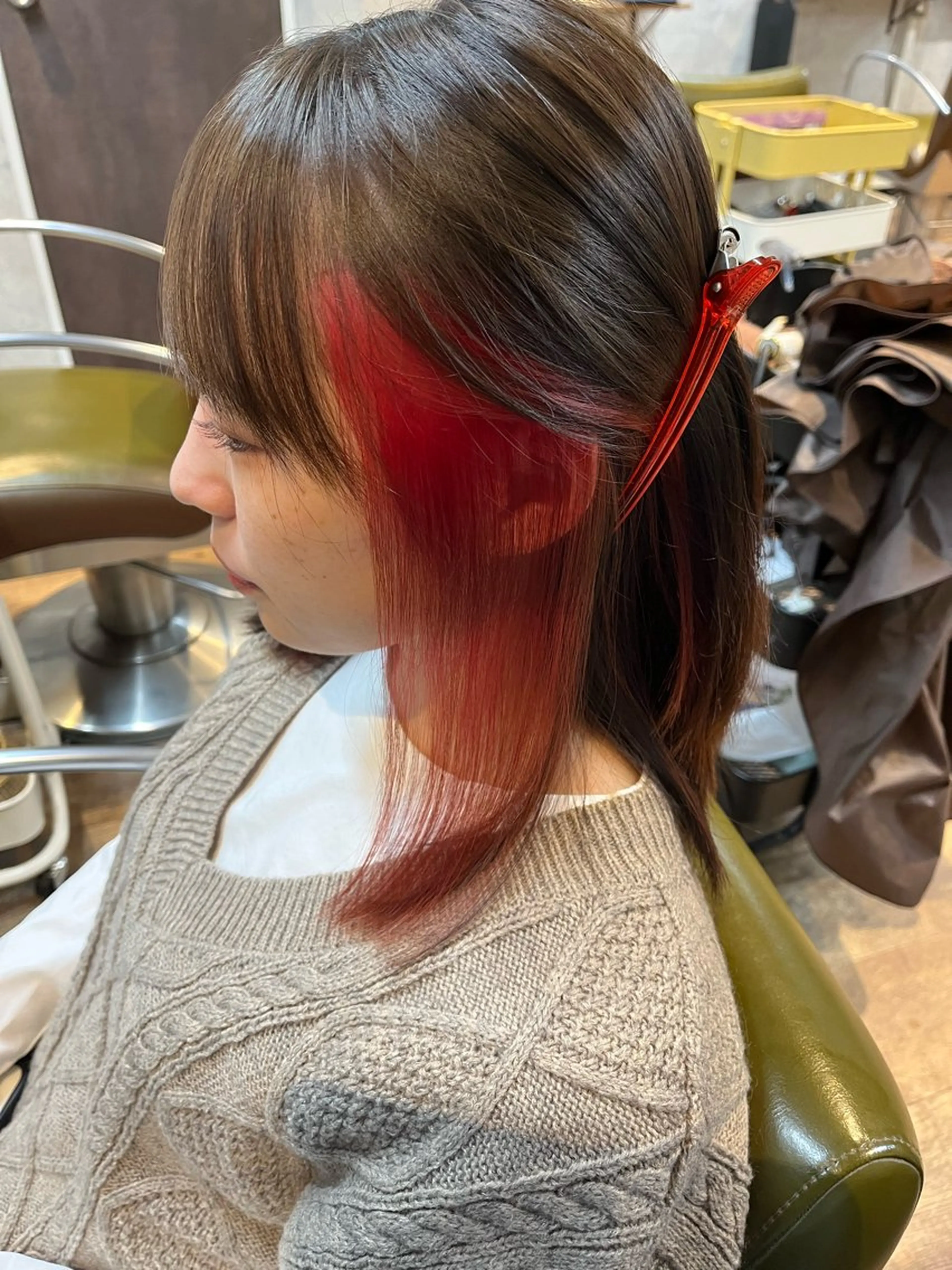 ミディアム カラー インナーカラー ピンクカラー カット ヘアカラー 松井 敬太郎のヘアスタイル