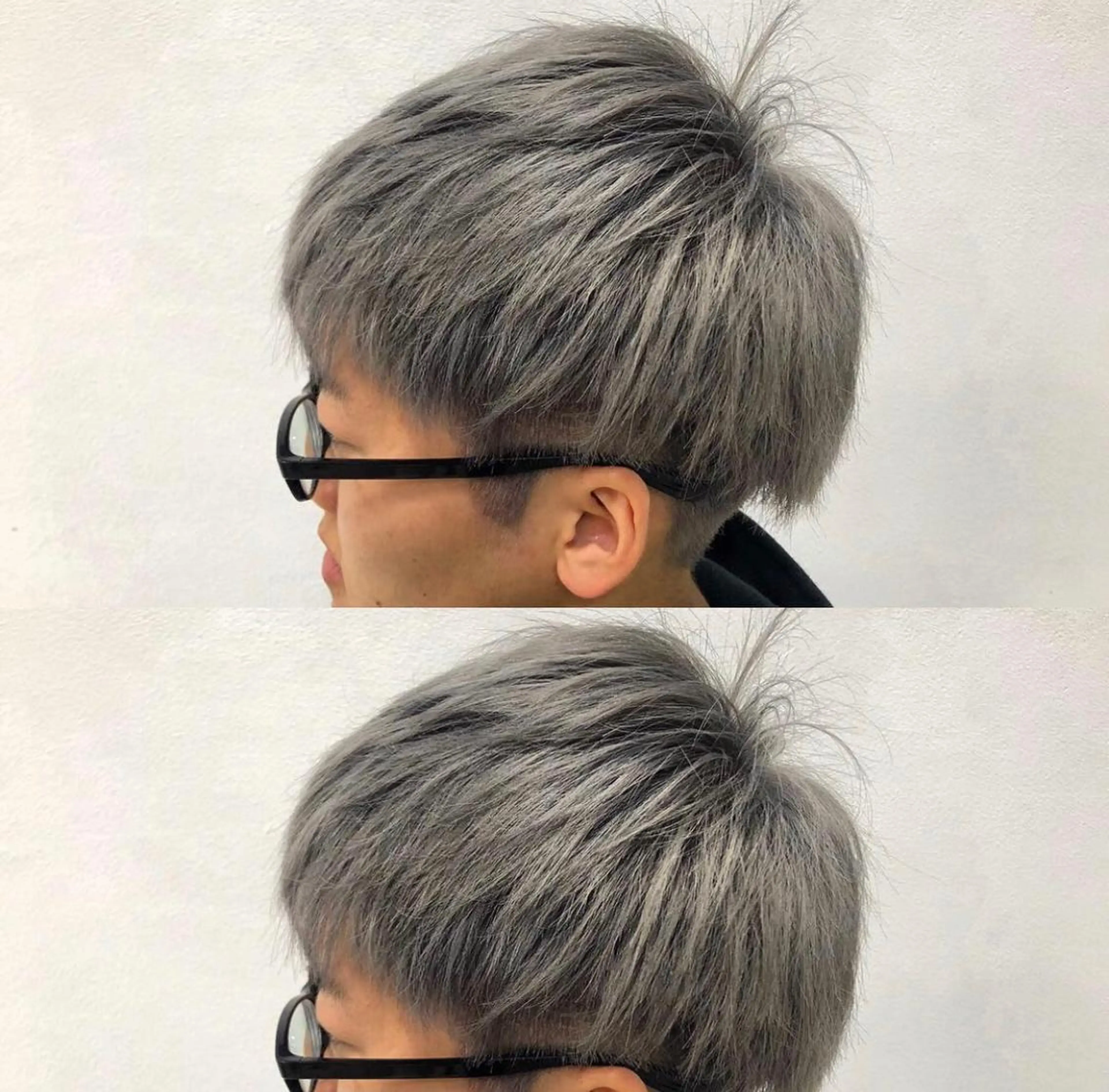 ショート カラー メンズ 刈り上げ アッシュ シルバー シルバーアッシュ ショートヘア カット ヘアカラー 毛流れヘアの達人 店長　須田龍世のヘアスタイル