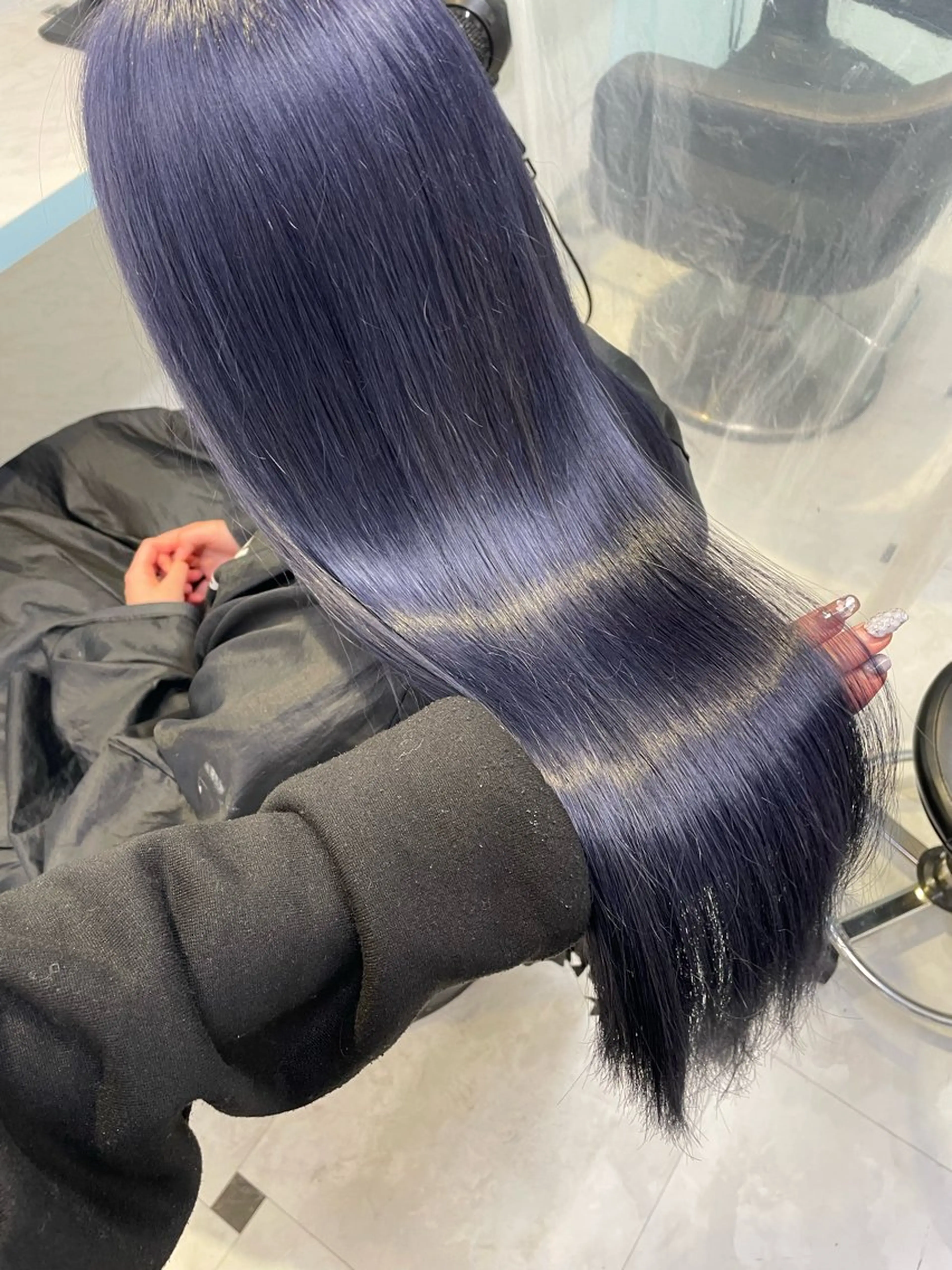 ロング カラー ブルーカラー ブルーラベンダー ダブルカラー ラベンダーカラー ヘアカラー 💙ハイトーン韓国風 色白ヘア💙manaのヘアスタイル