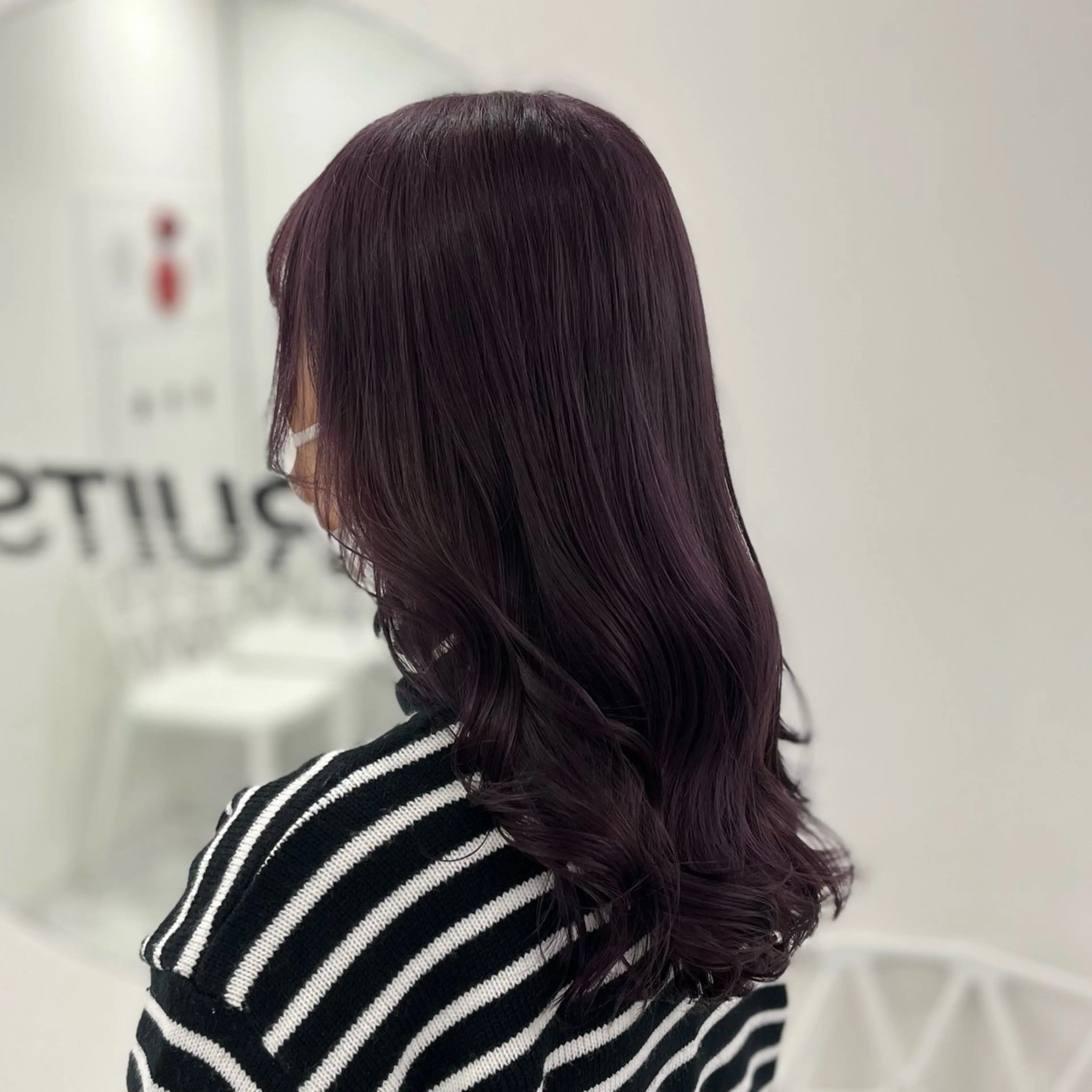 セミロング カラー ヘアカラー トリートメント ヘアセット 🩵韓国レイヤー× 寒色カラー🩵のヘアスタイル