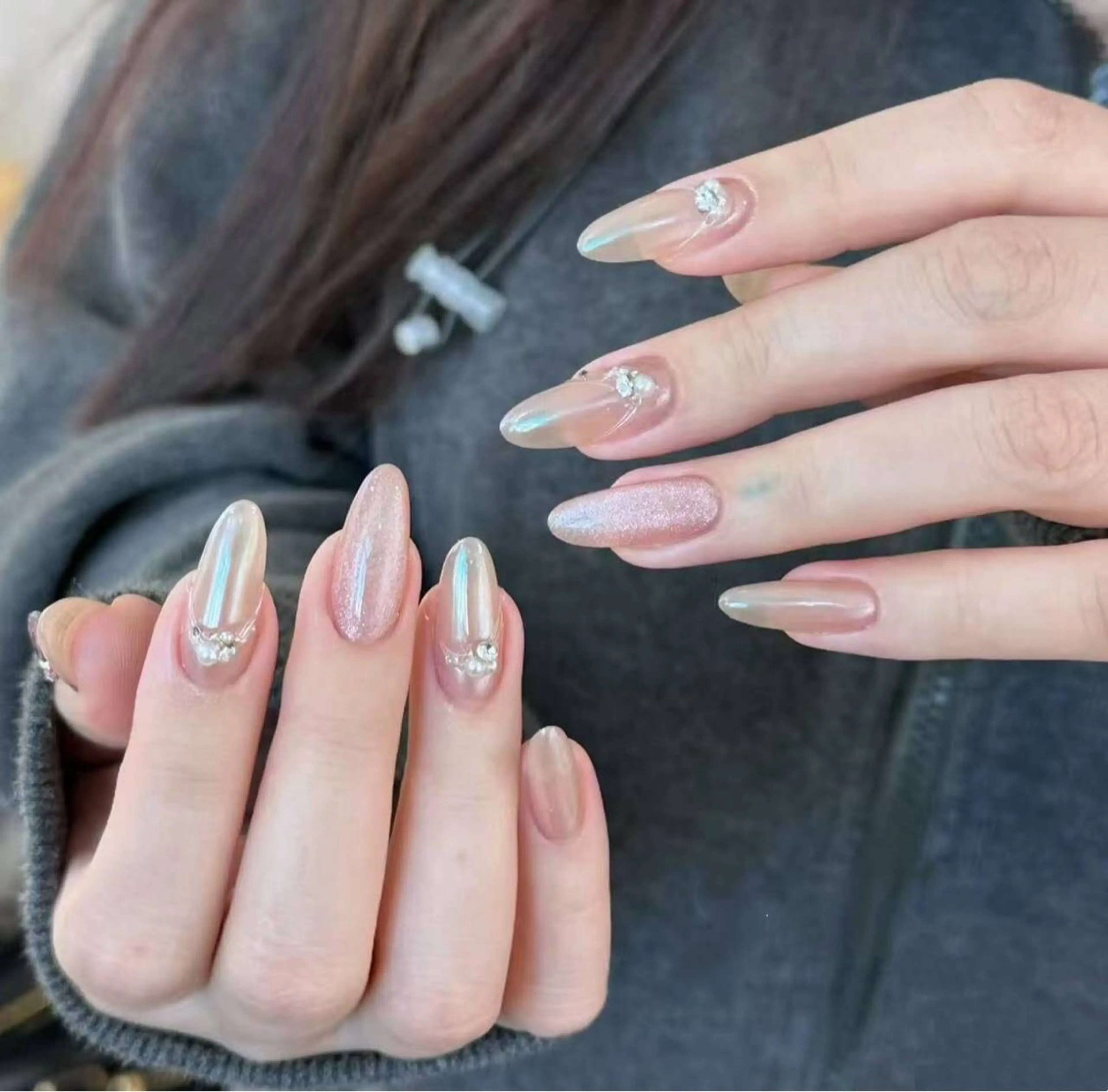 ネイル フラワーネイル フレンチネイル ジェルネイル ガラスフレンチ ハート ハンドネイル 相沢 さやかのネイルデザイン