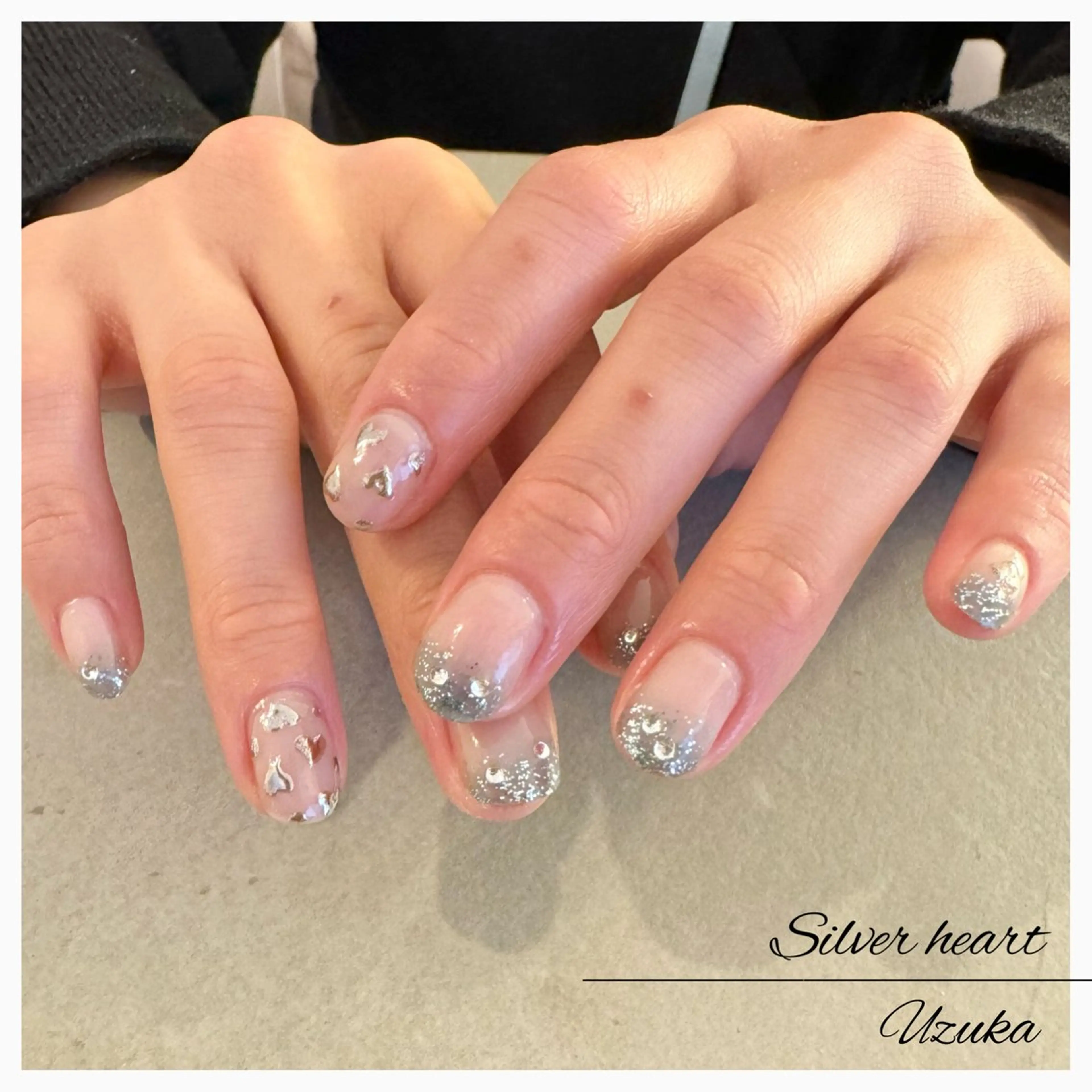 ネイル ハート 韓国ネイル ラメ(グリッター) ラメグラデーション ミラーネイル 【 enn 】 Uzuka Yukaのネイルデザイン