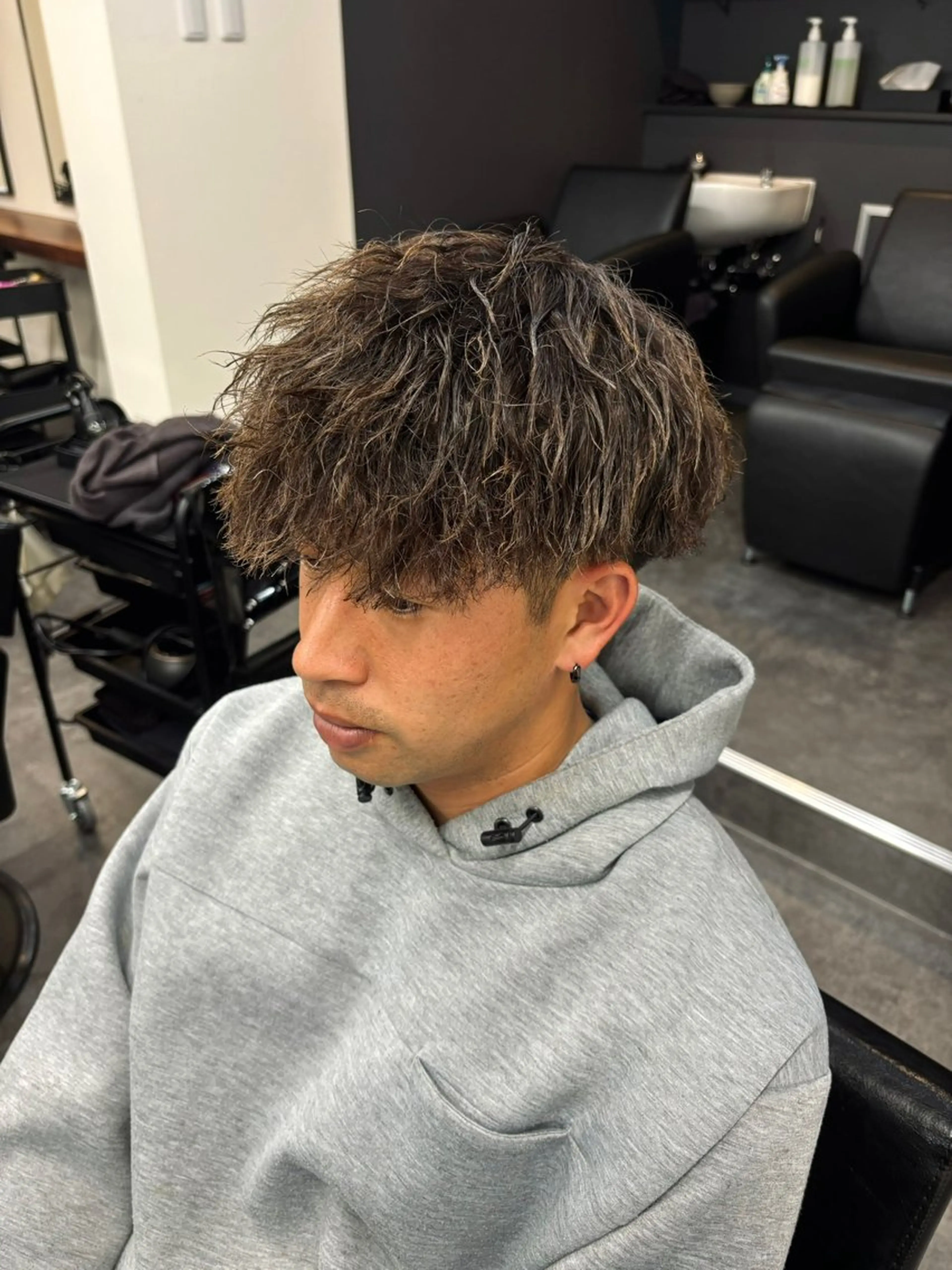 パーマ メンズ カット パーマ スパイキーパーマ 柏NO1 藤本葉のヘアスタイル
