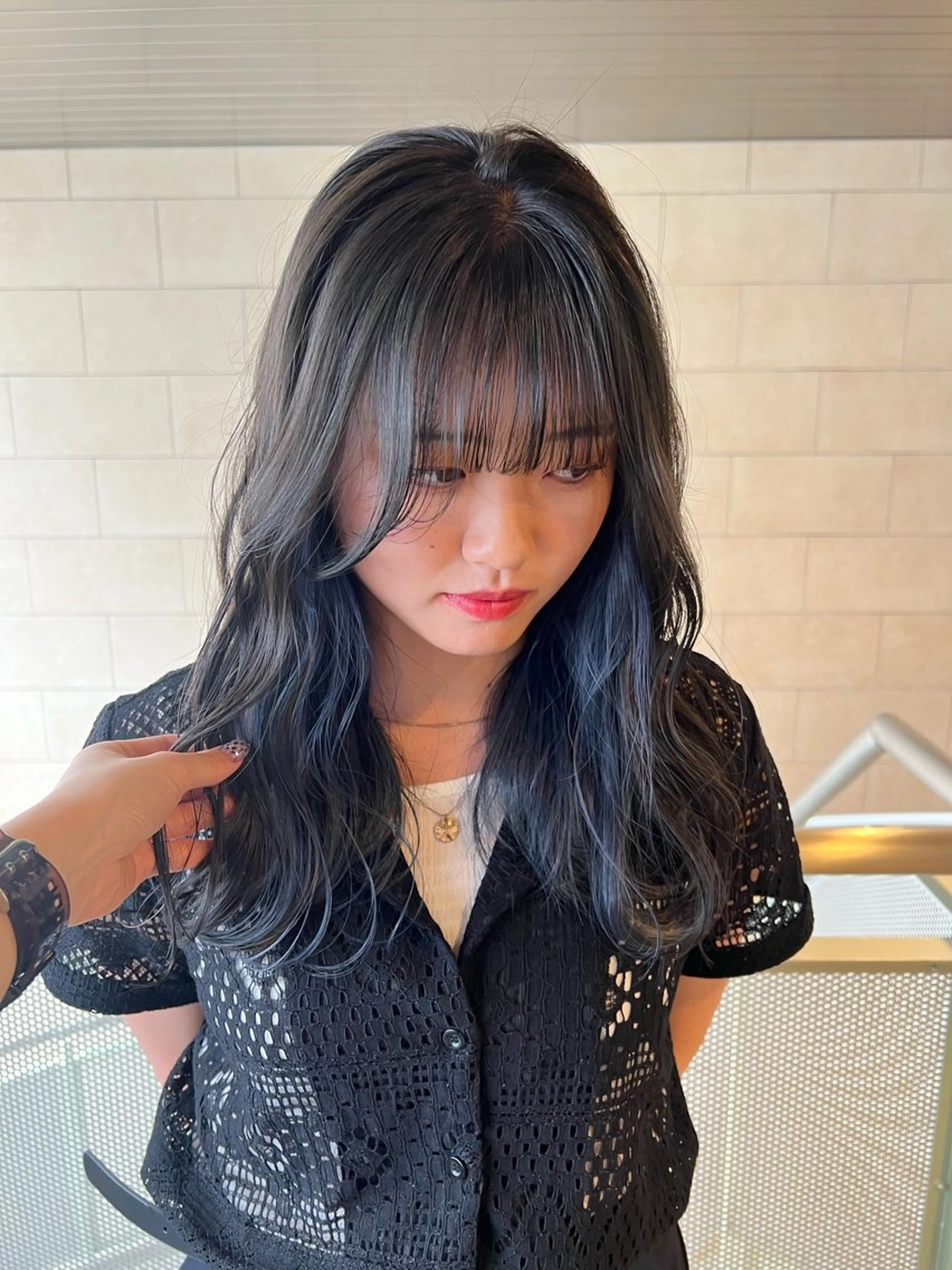 セミロング カラー ブリーチ ブルーカラー インナーカラー 美髪矯正/髪質改善/ 艶髪🤍伊藤梨紗のヘアスタイル