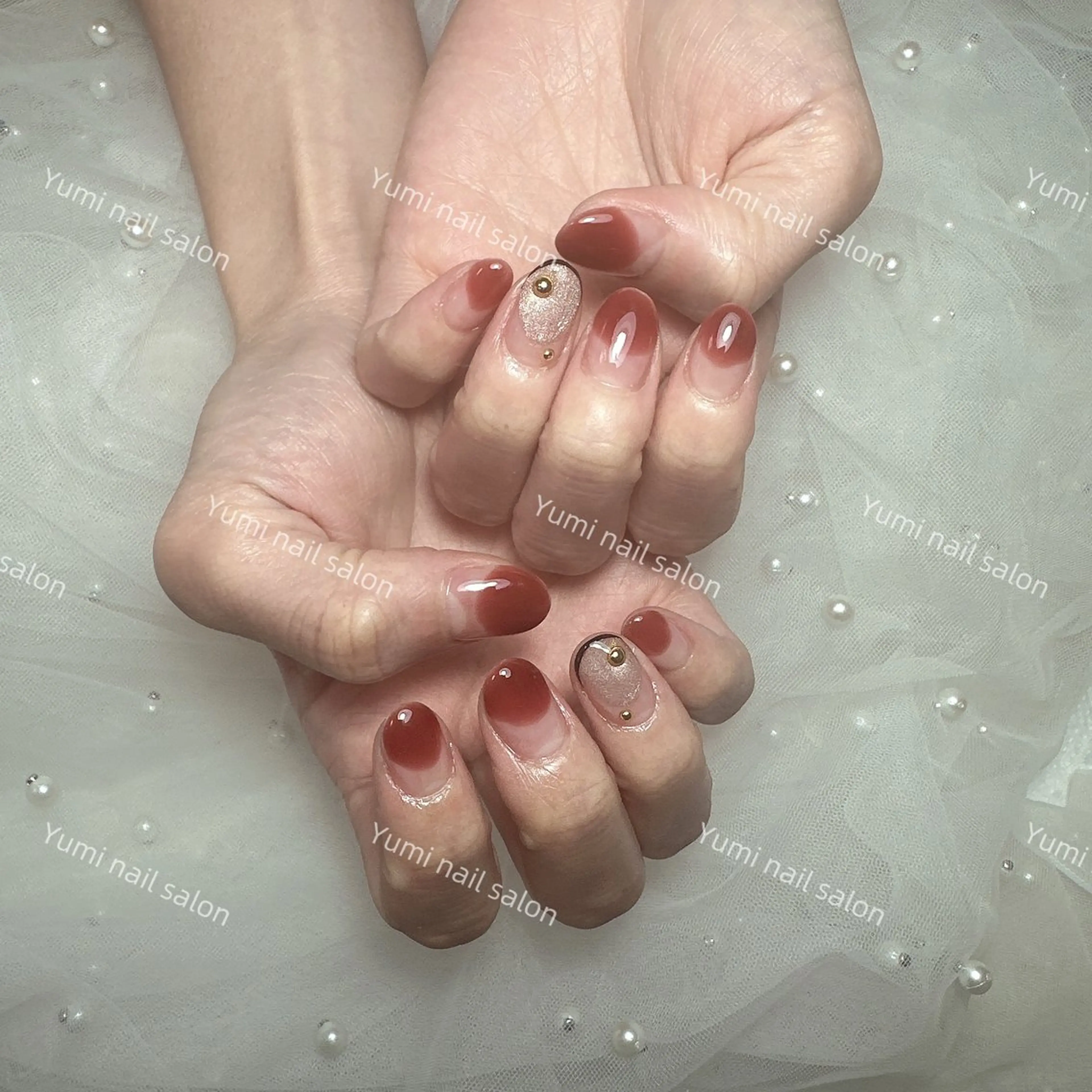 ネイル Yumi ジェル& チップ長さだしのネイルデザイン