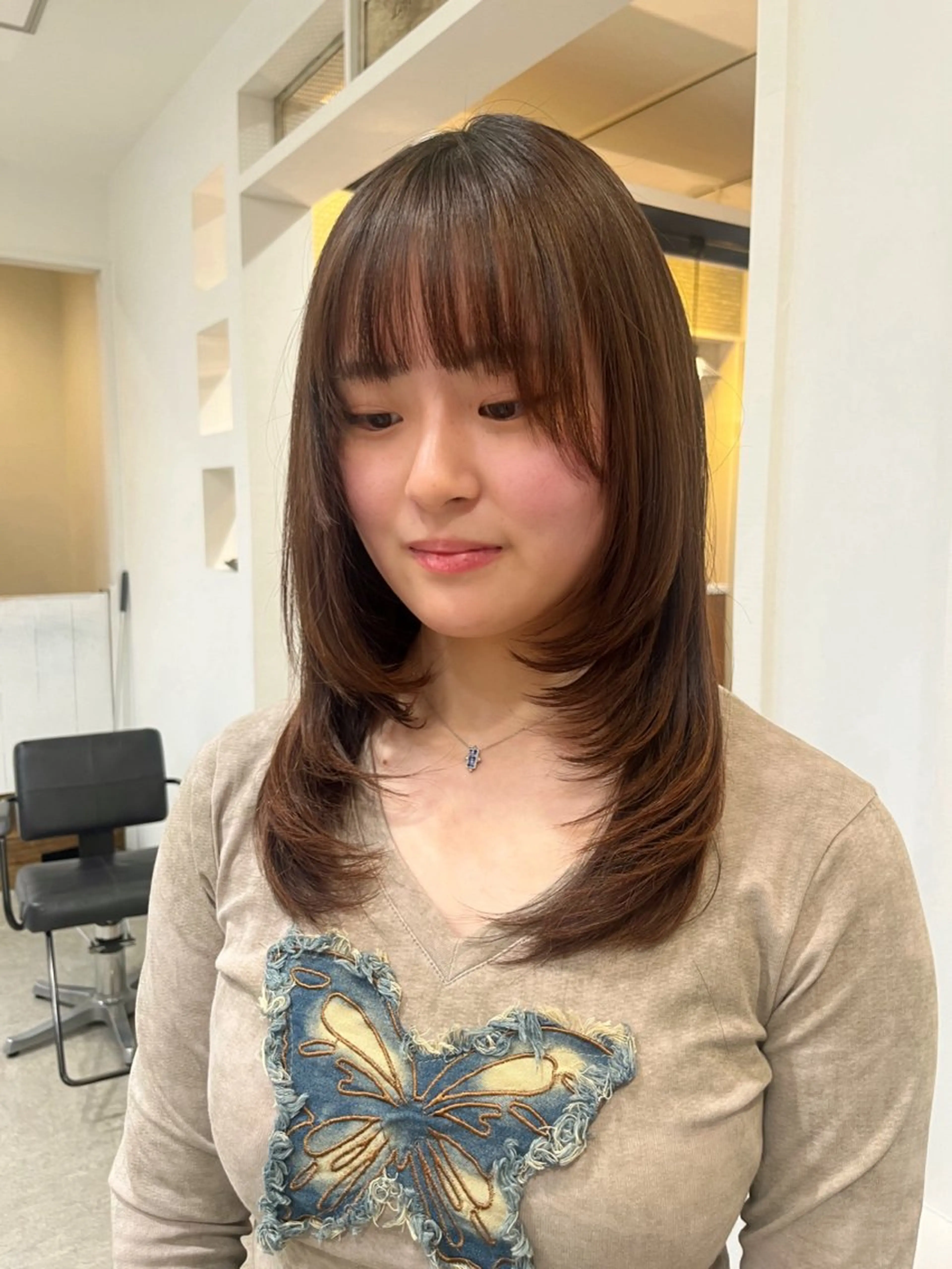 セミロング 無料カットモデル‪✨ ✂️Nanami🌷のヘアスタイル