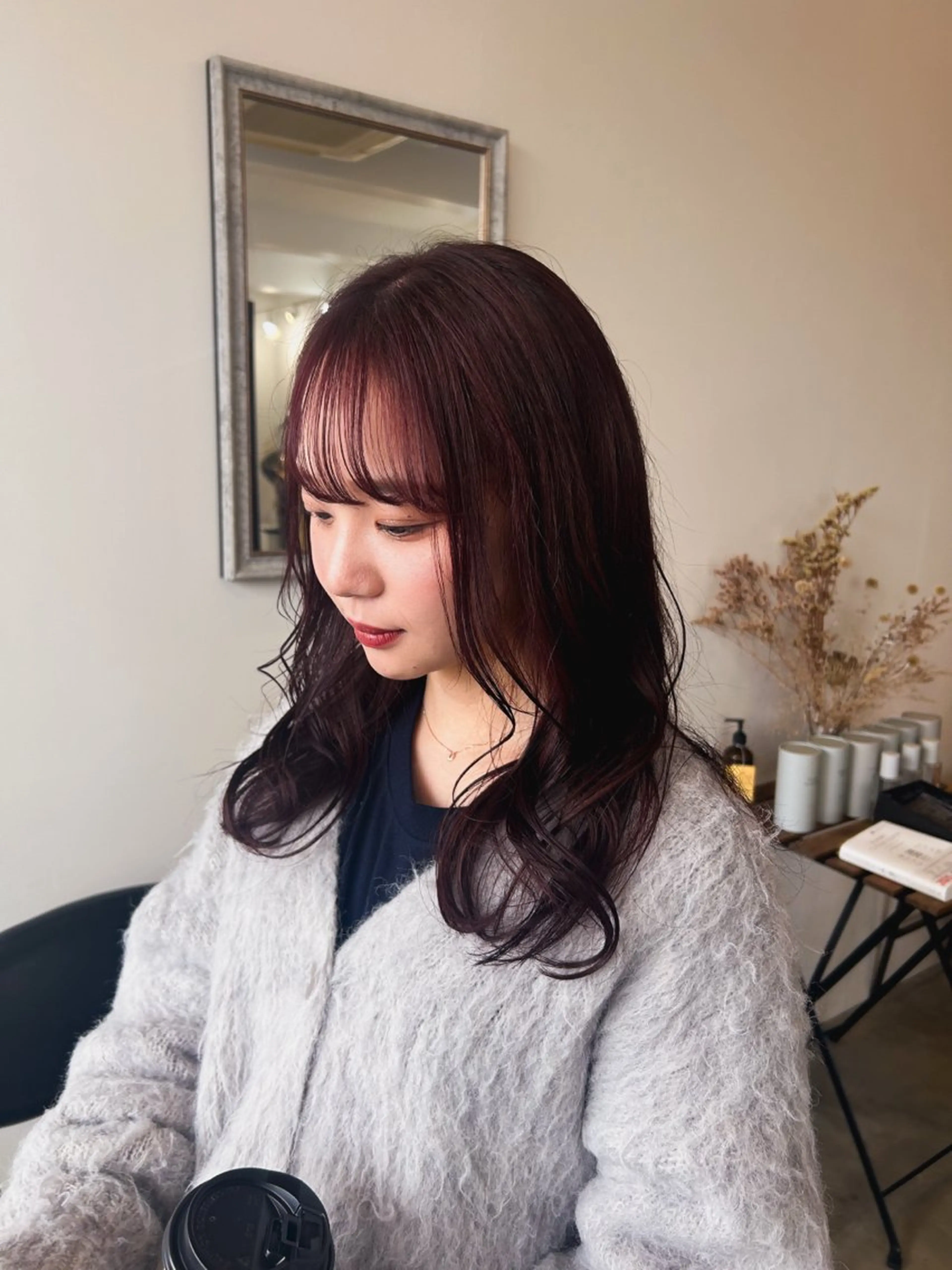 ミディアム カラー レッドカラー カット ヘアカラー plus HAIR いずみのヘアスタイル