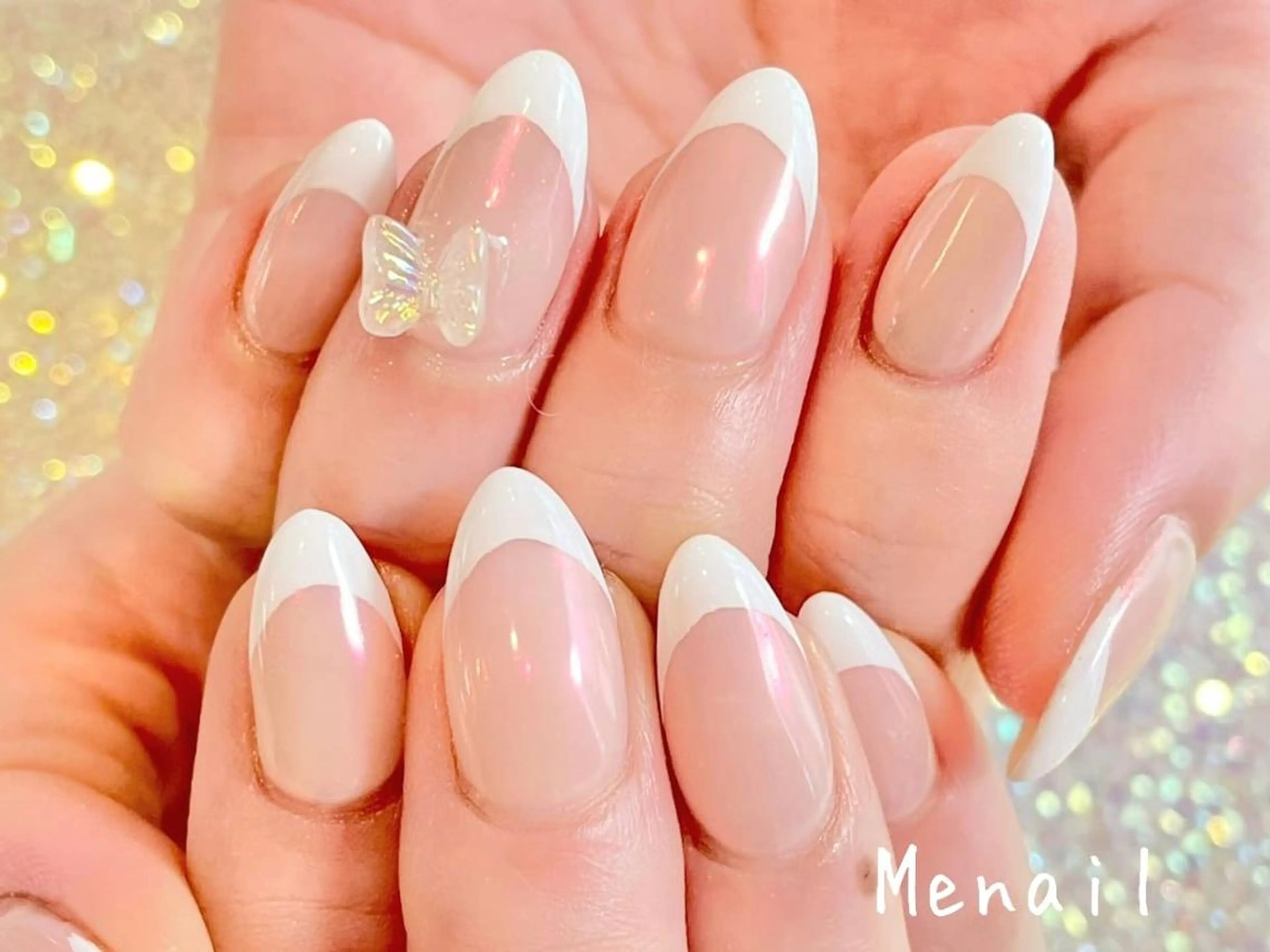 ネイル オーロラネイル フレンチネイル 心斎橋ワンホンネイル ☆Menail☆のネイルデザイン