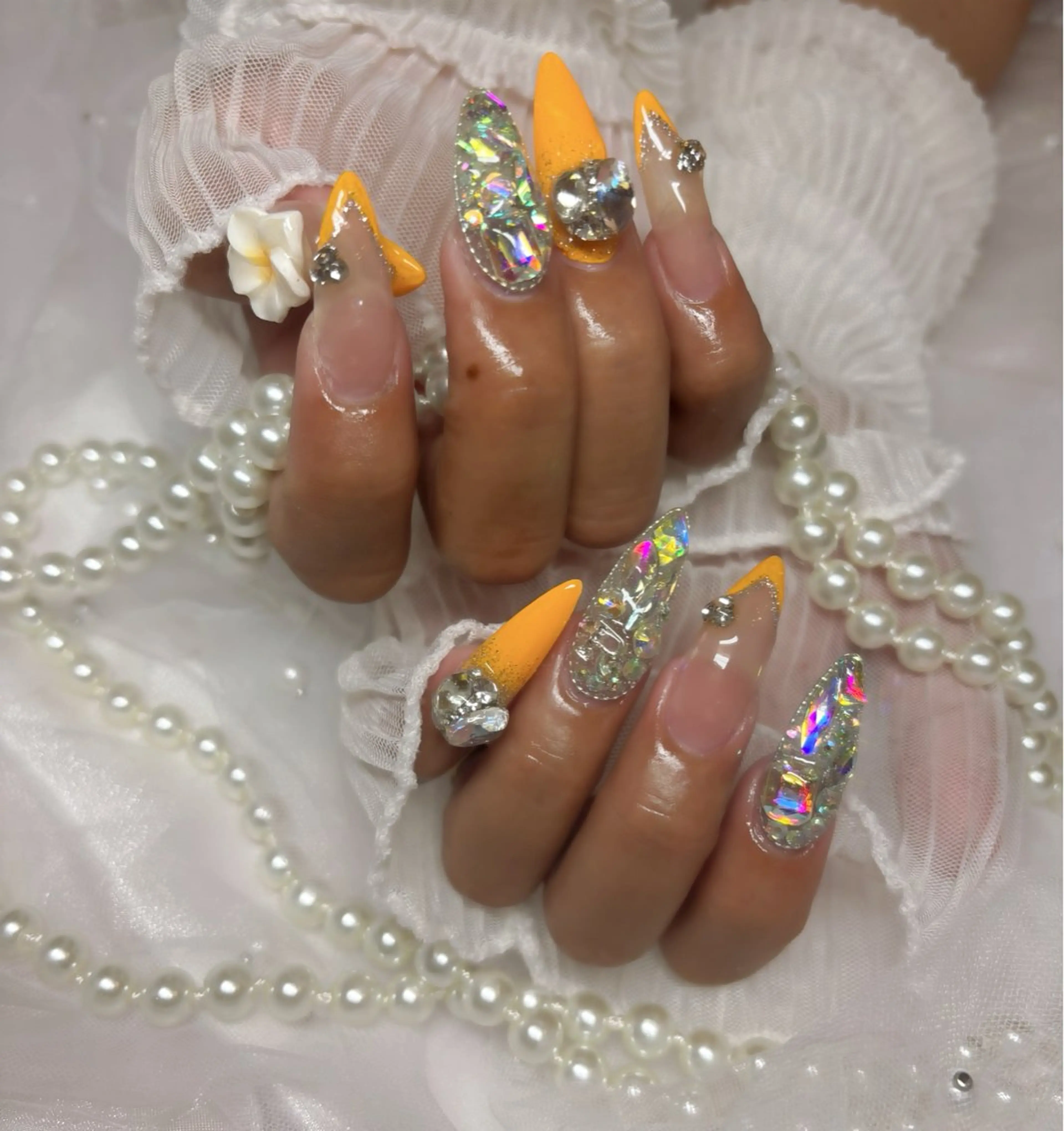 ネイル オレンジ ハンドネイル Nail Salon macherieのネイルデザイン